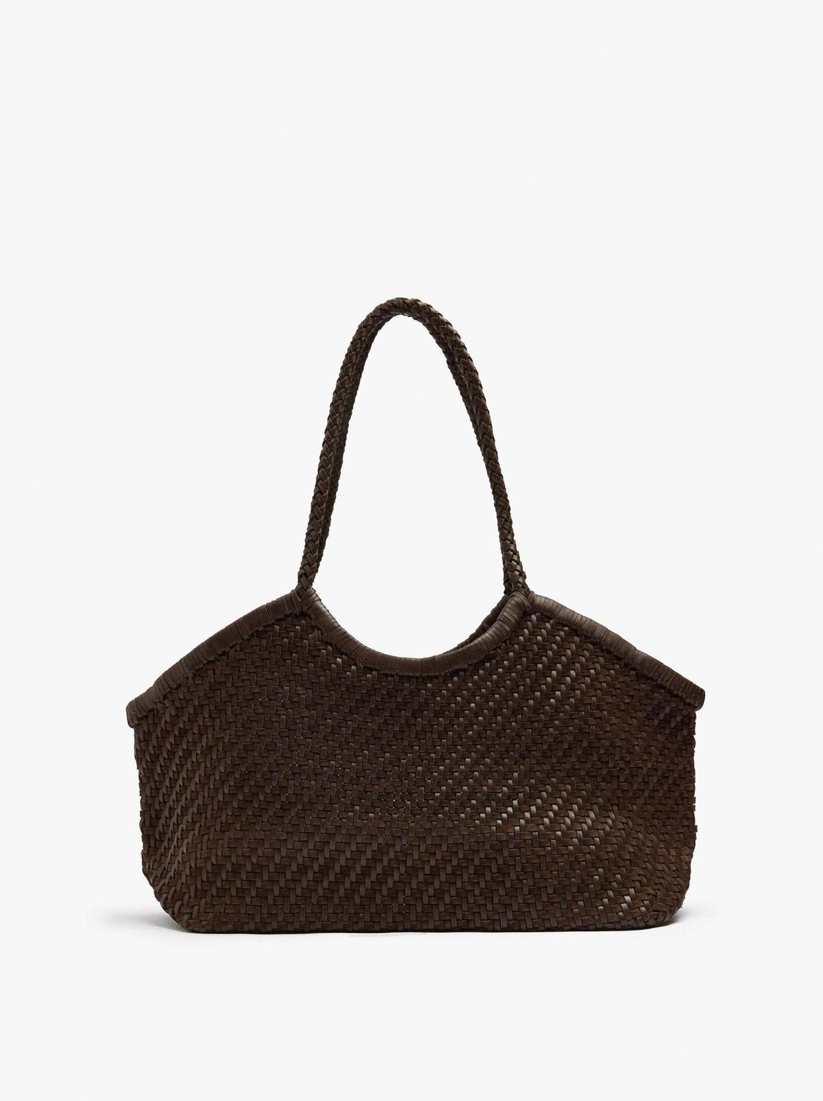 Sac cabas en cuir tressé
