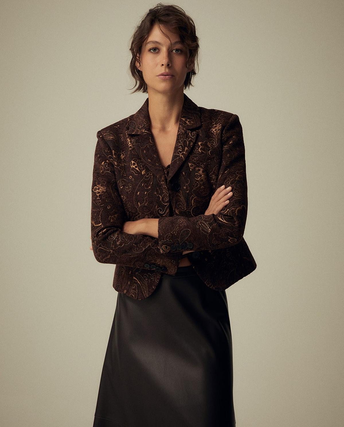 Veste jacquard marron
