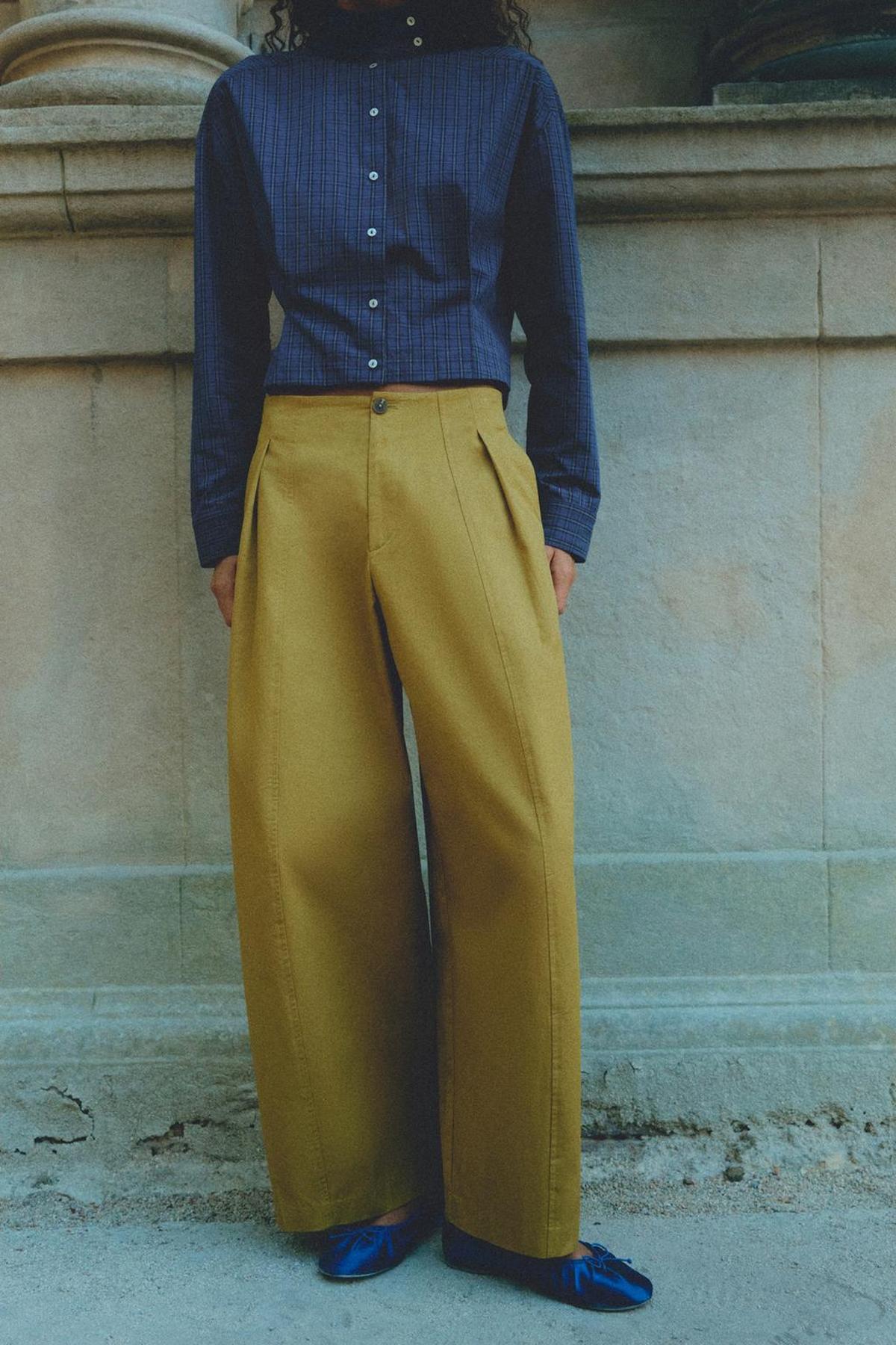 Pantalon tonneau vert olive