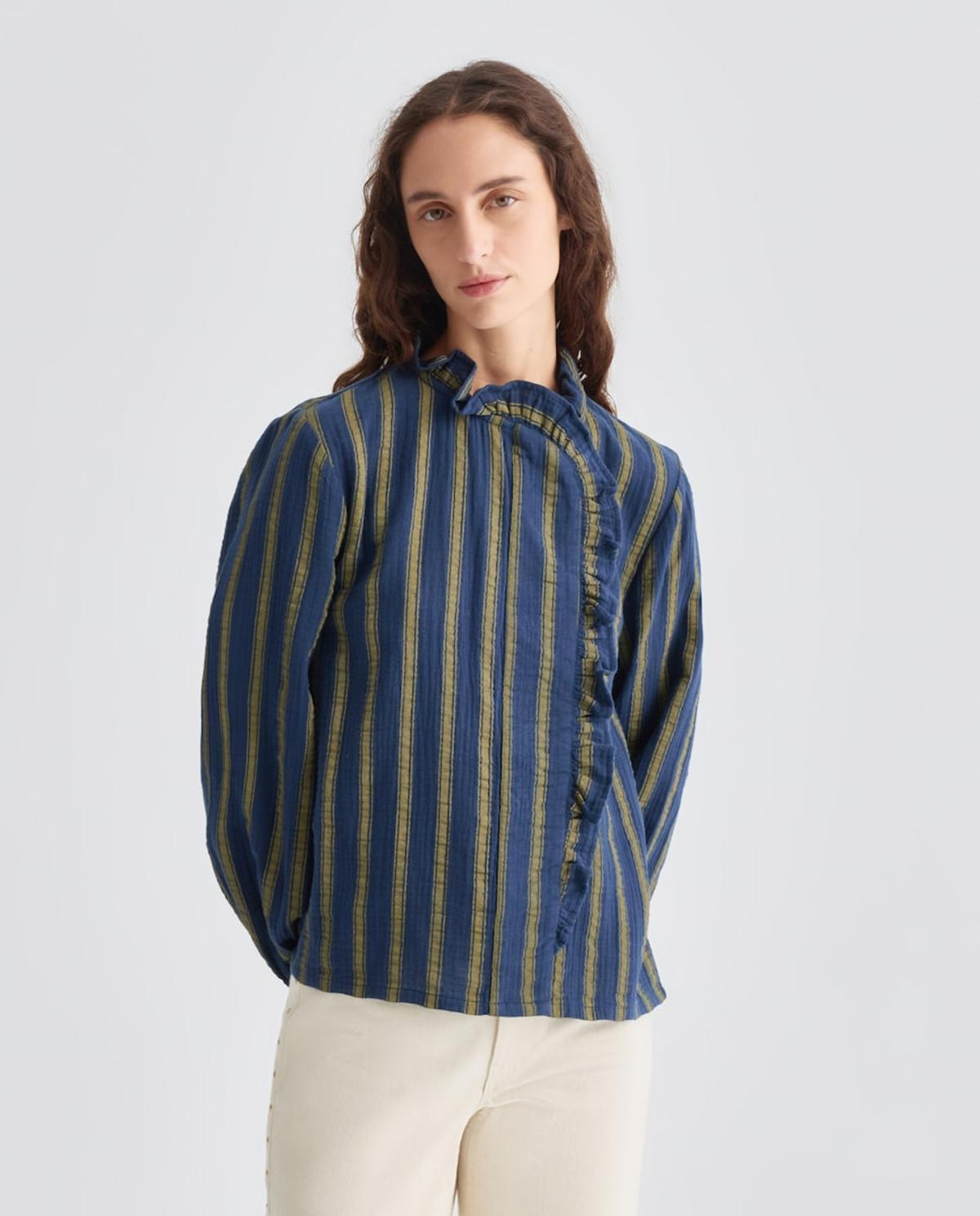 Blouse rayée à volants