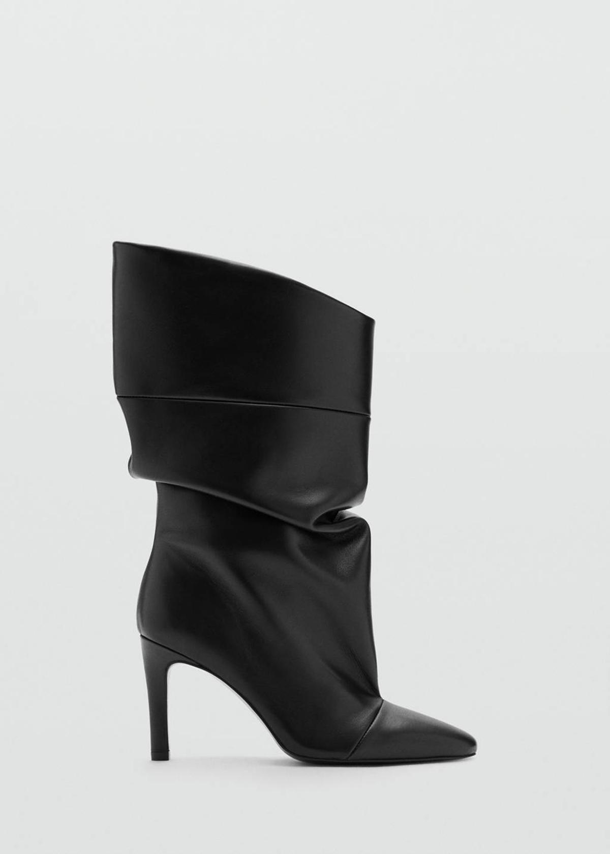 Bottines en cuir froncées