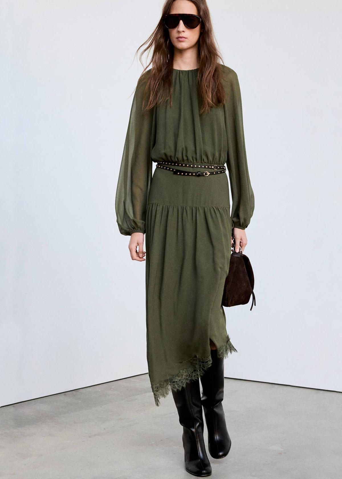 Robe midi fluide avec ceinture