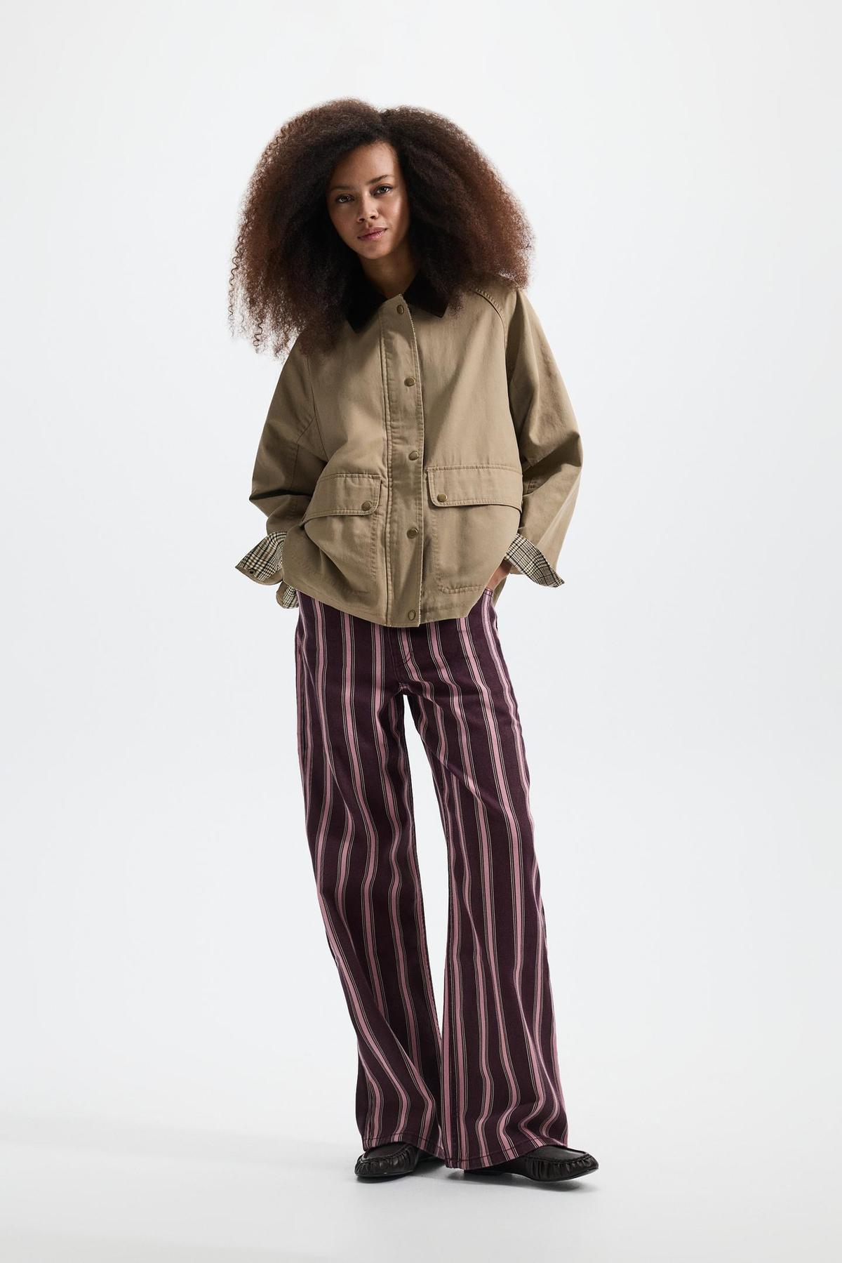 Pantalon rayé rose