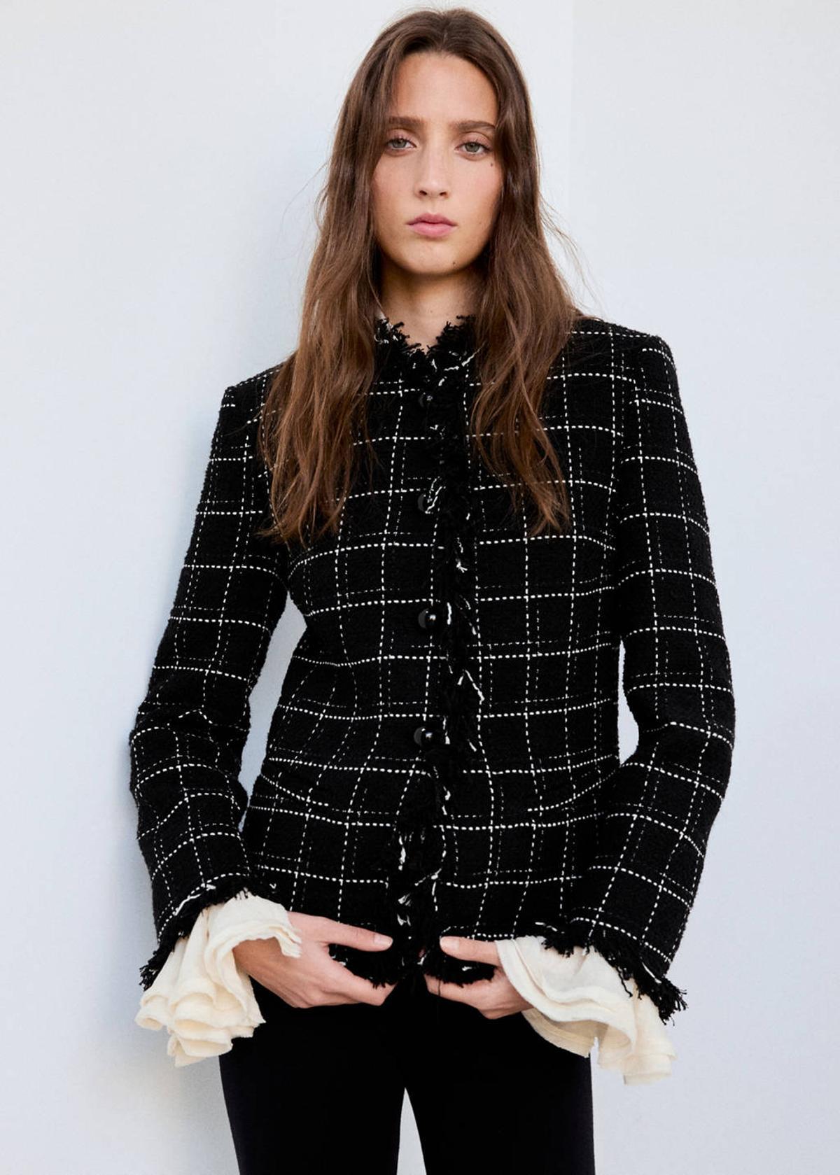 Veste en tweed à franges