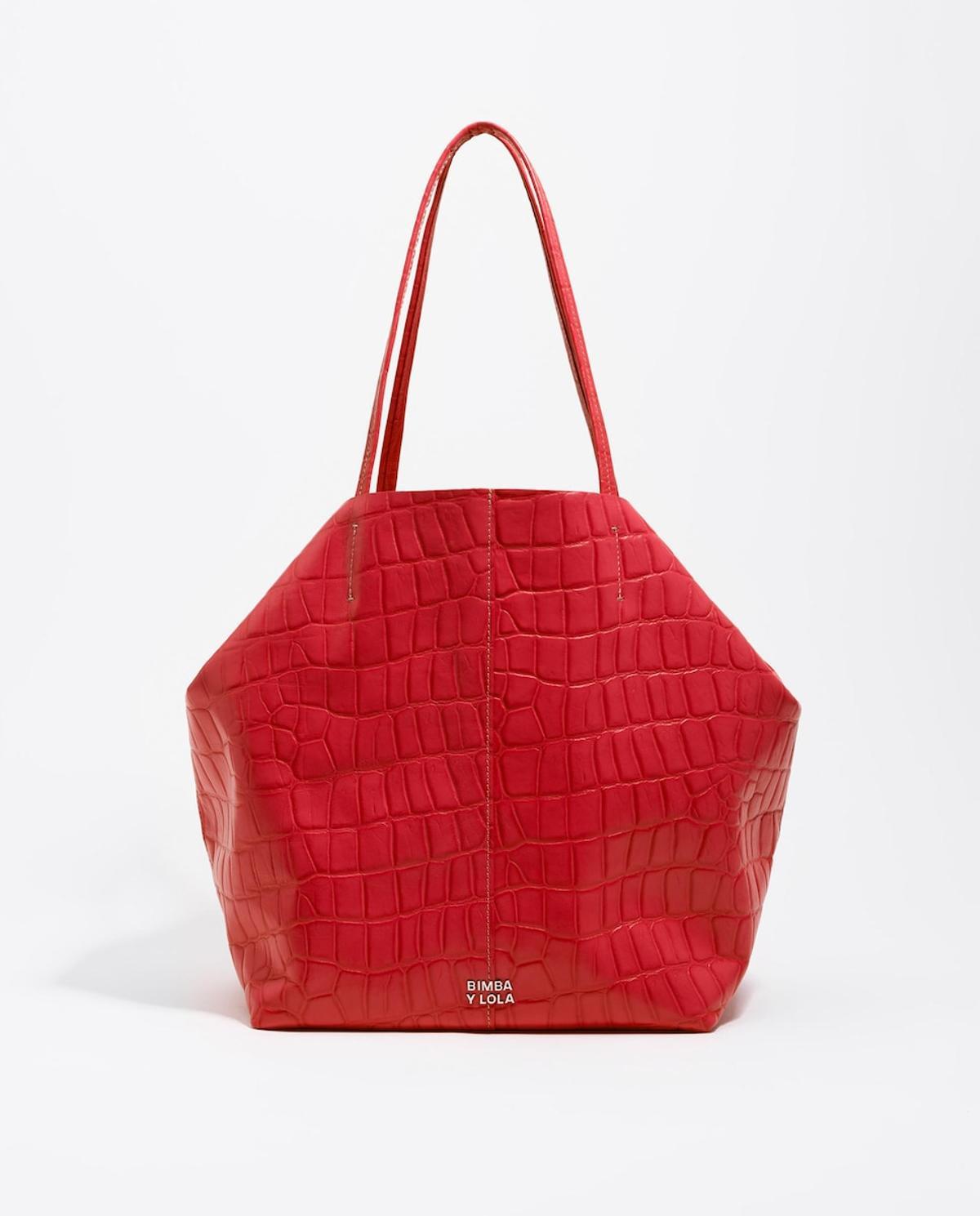 Sac cabas en cuir rouge