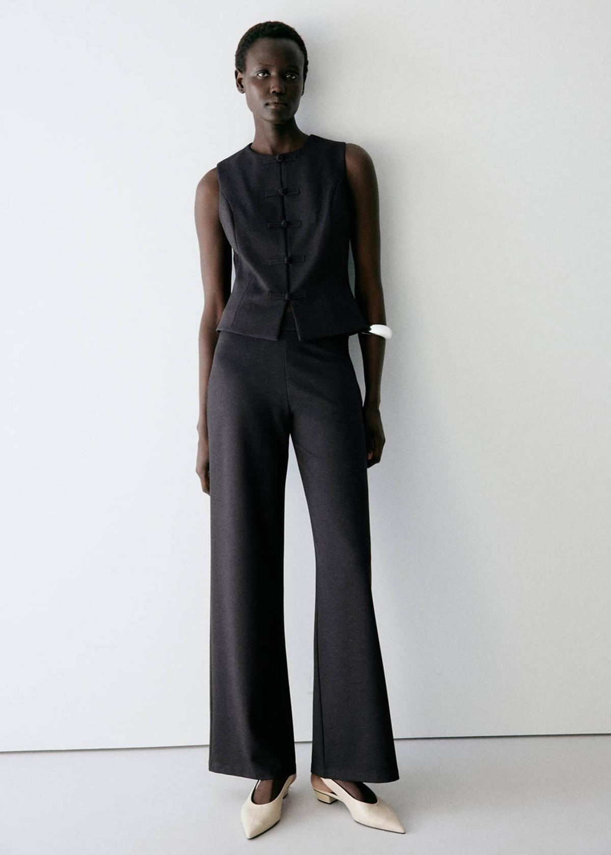 Pantalon droit en maille fine