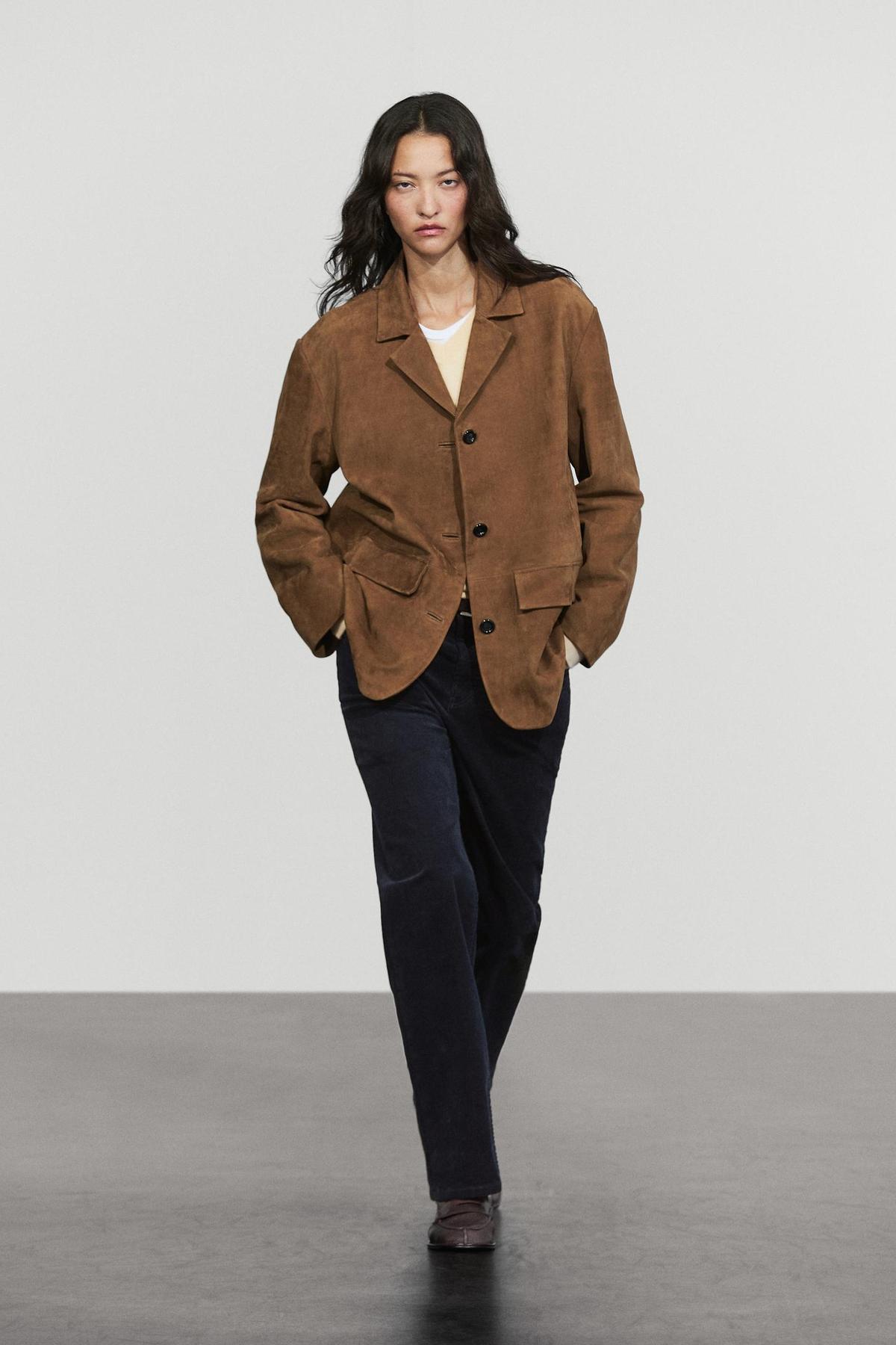 Blazer en daim marron