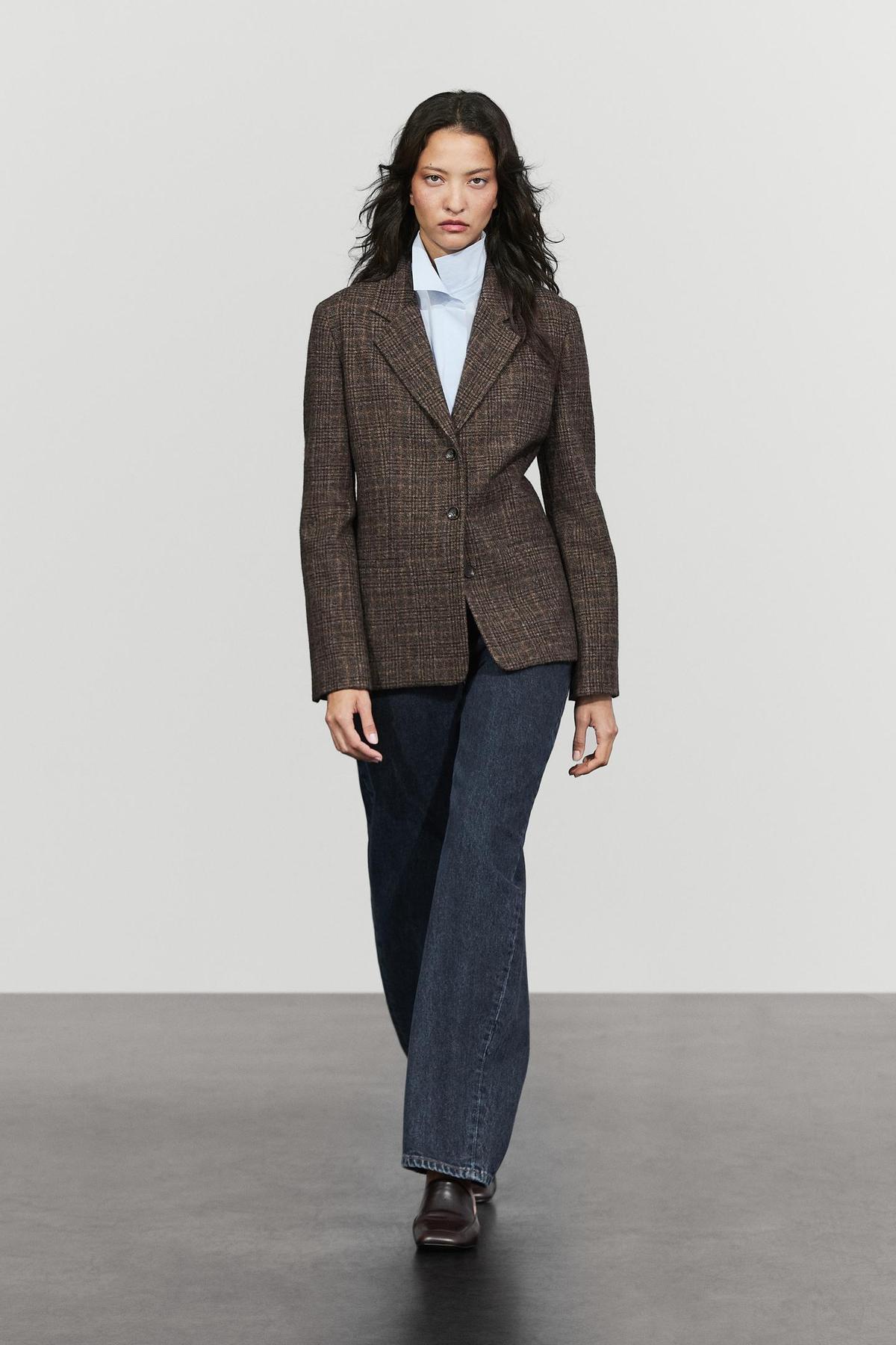 Blazer en laine à carreaux