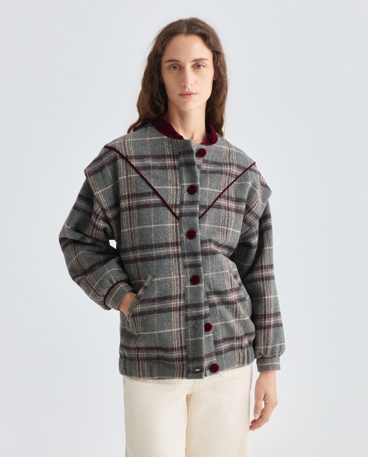 Blouson aviateur à carreaux