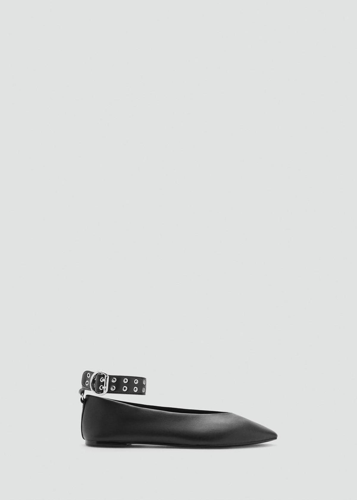 Ballerines en cuir avec bracelet à la cheville