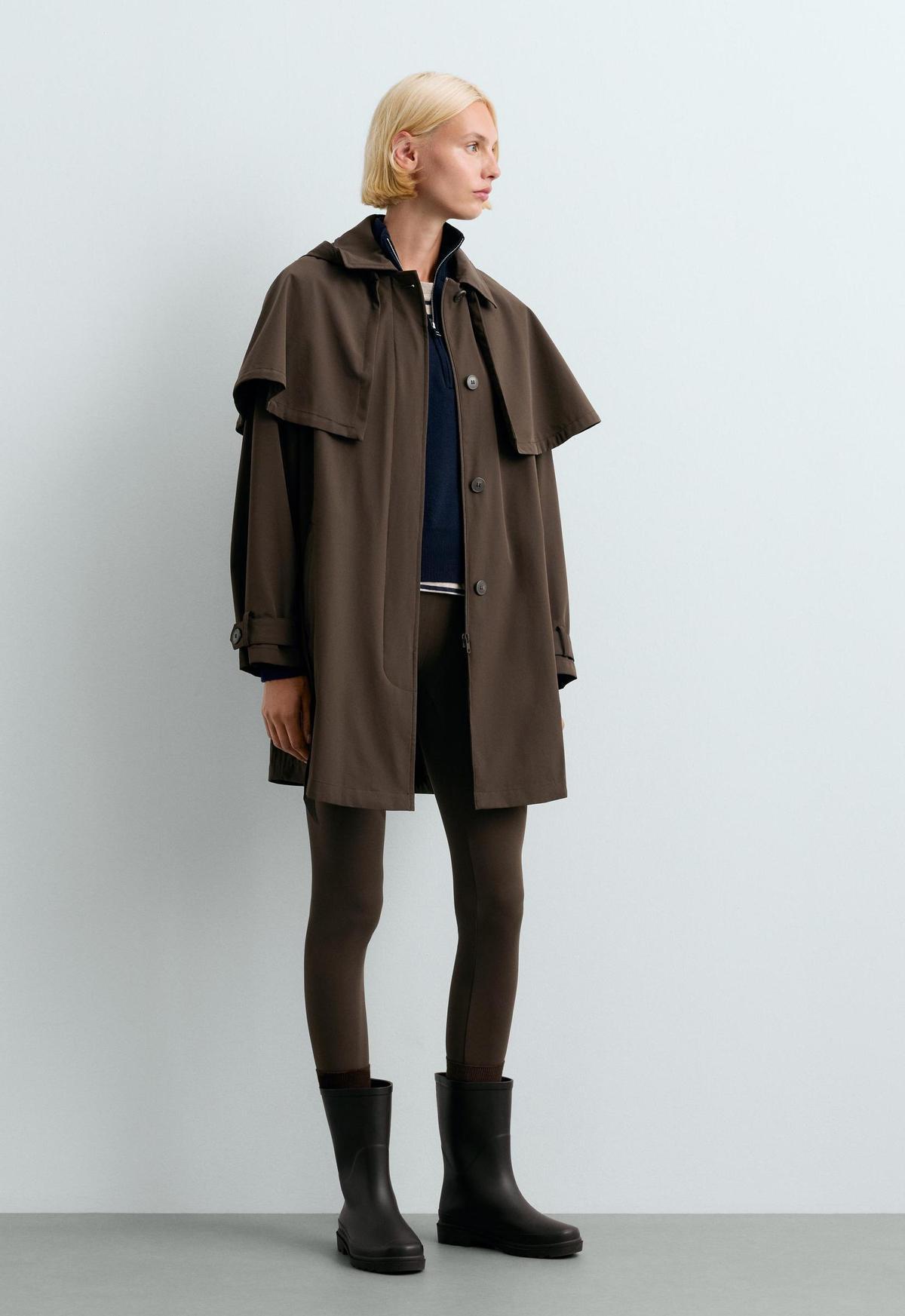 Veste cape imperméable marron