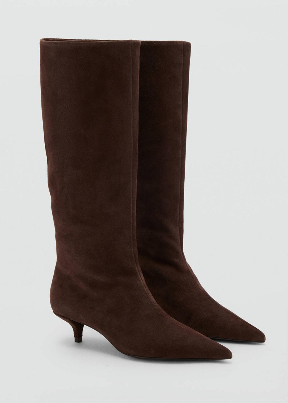 Bottes hautes en daim marron