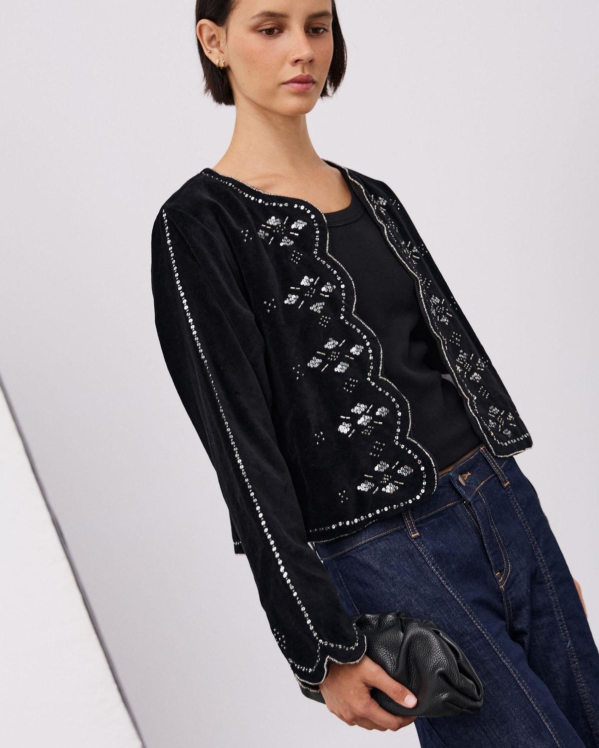 Veste en velours avec perles