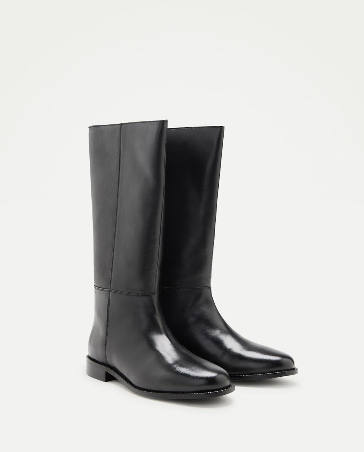Bottes hautes plates en cuir