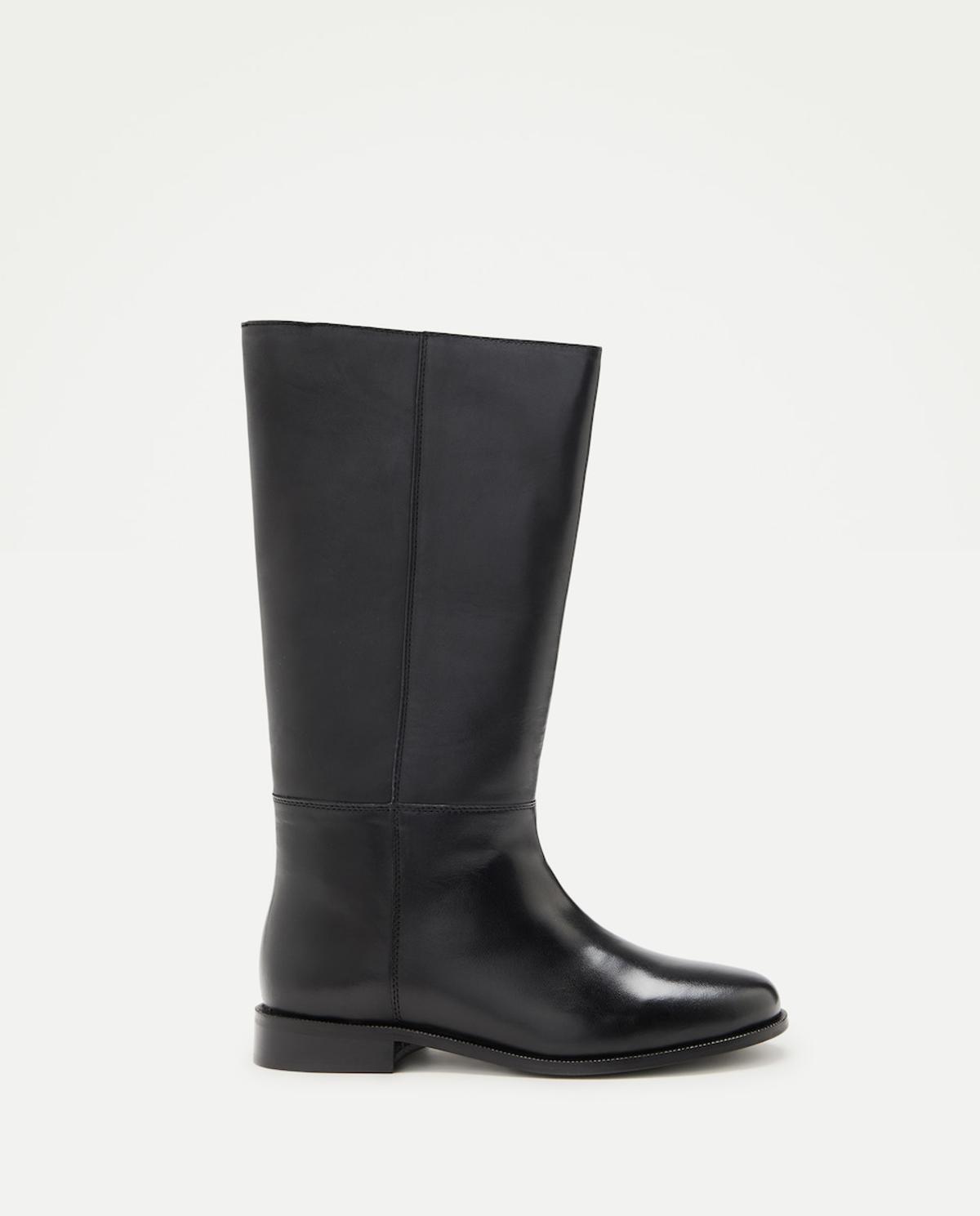 Bottes hautes en cuir noir