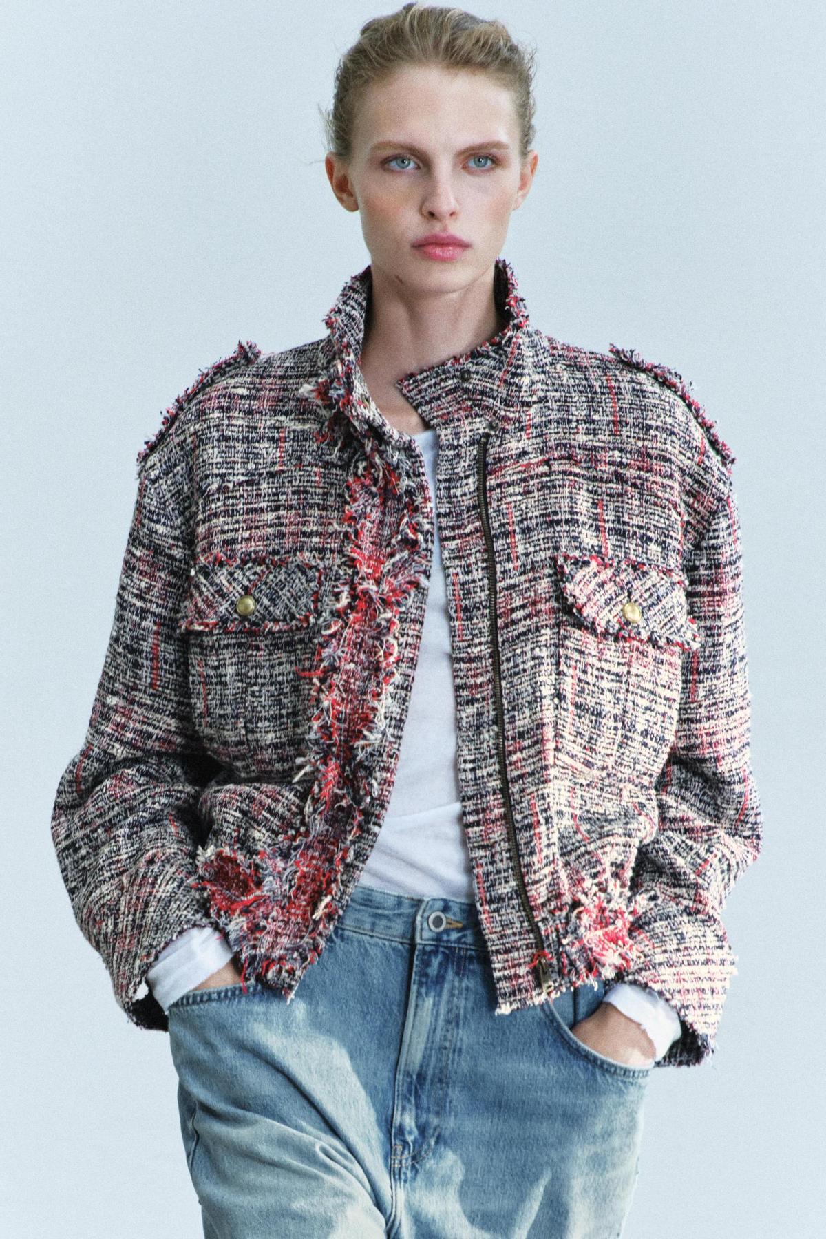 Blouson aviateur en tweed