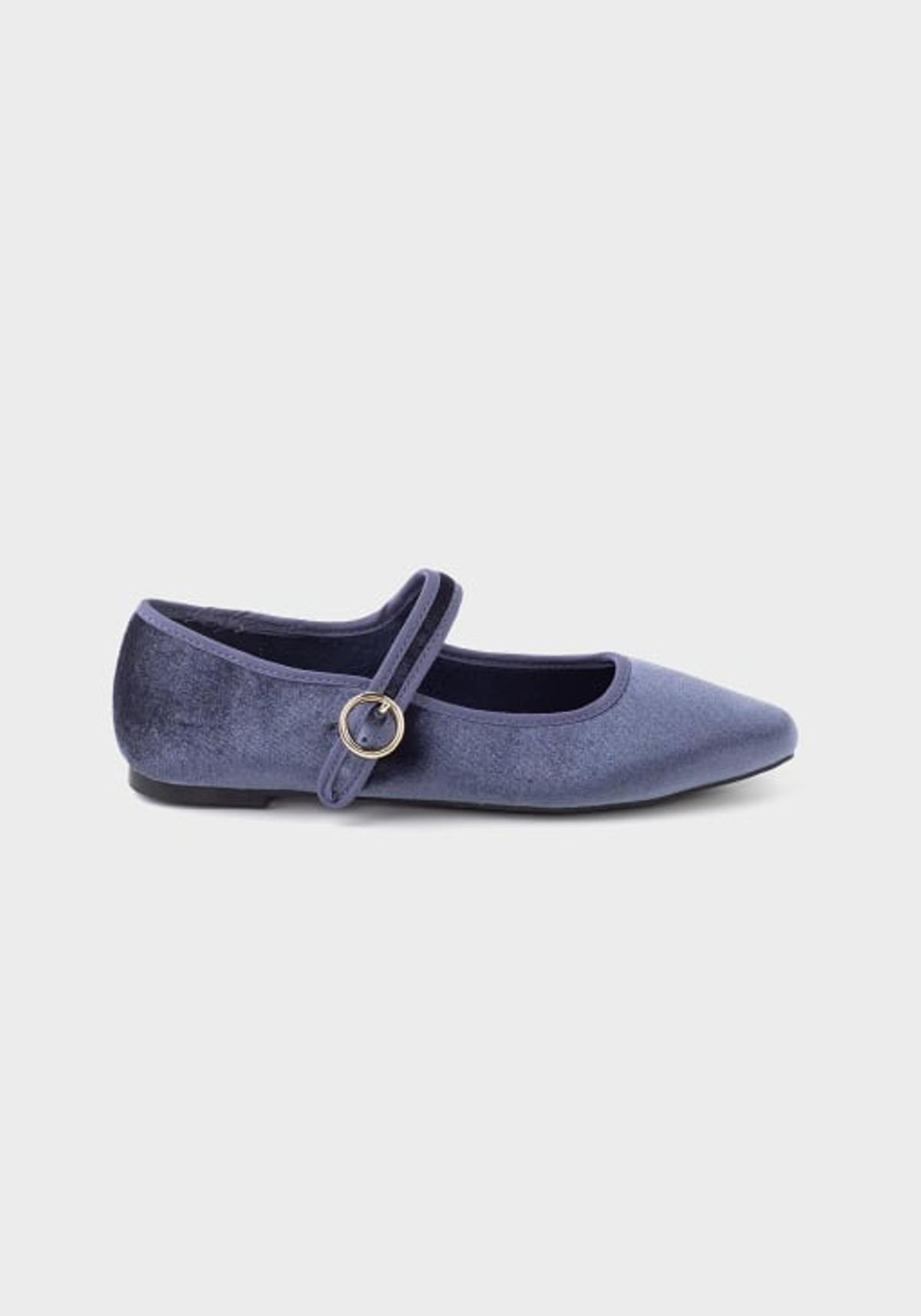 Ballerines en velours bleu