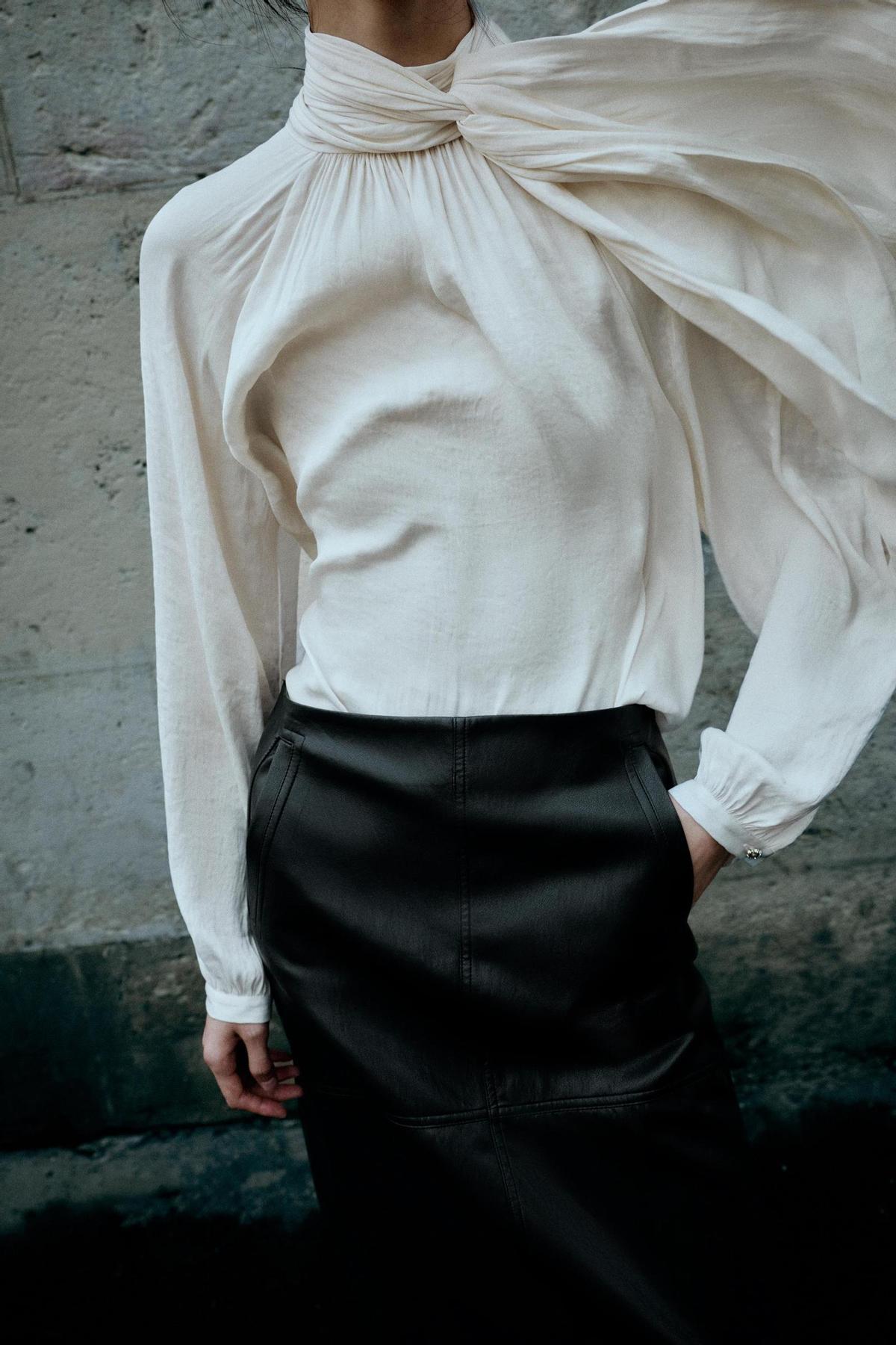 Blouse blanche fluide avec noeud