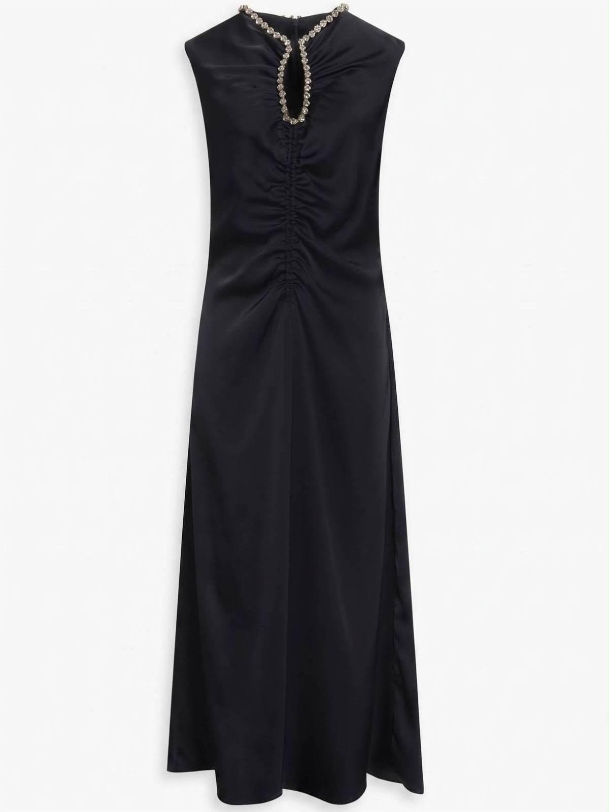 Robe avec drapé sur le devant et décolleté en forme de goutte avec strass, par Sandro