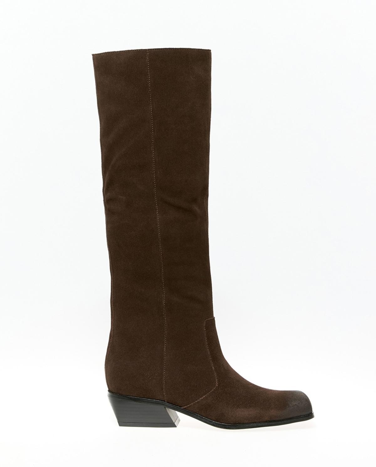Bottes hautes en daim marron