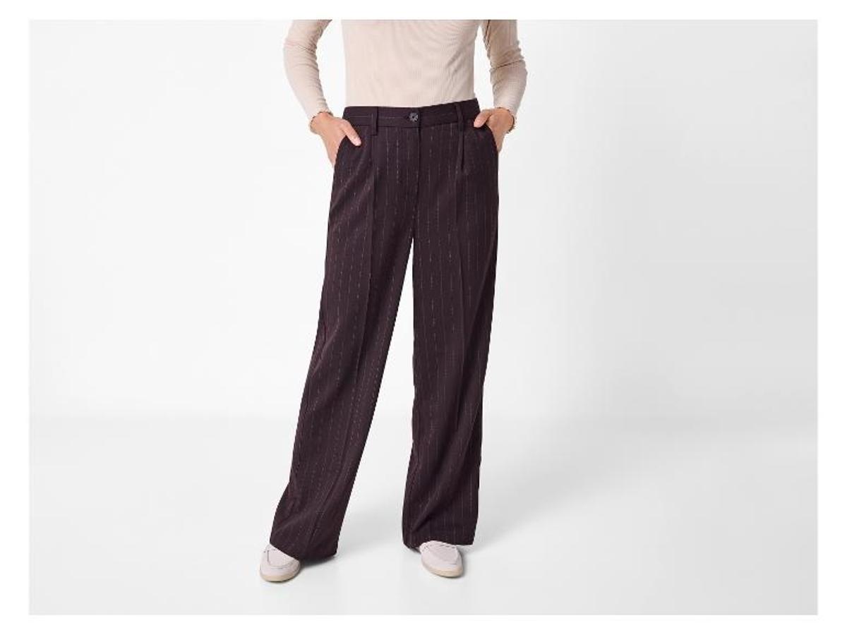 Pantalon palazzo à fines rayures