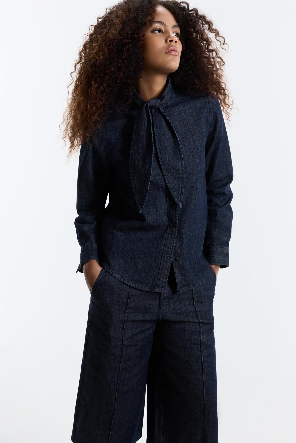 Chemise en jean avec nœud