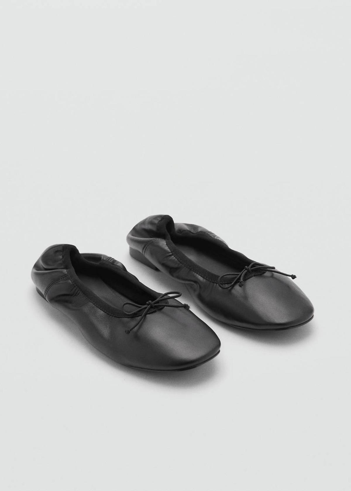 Ballerines en cuir froissé