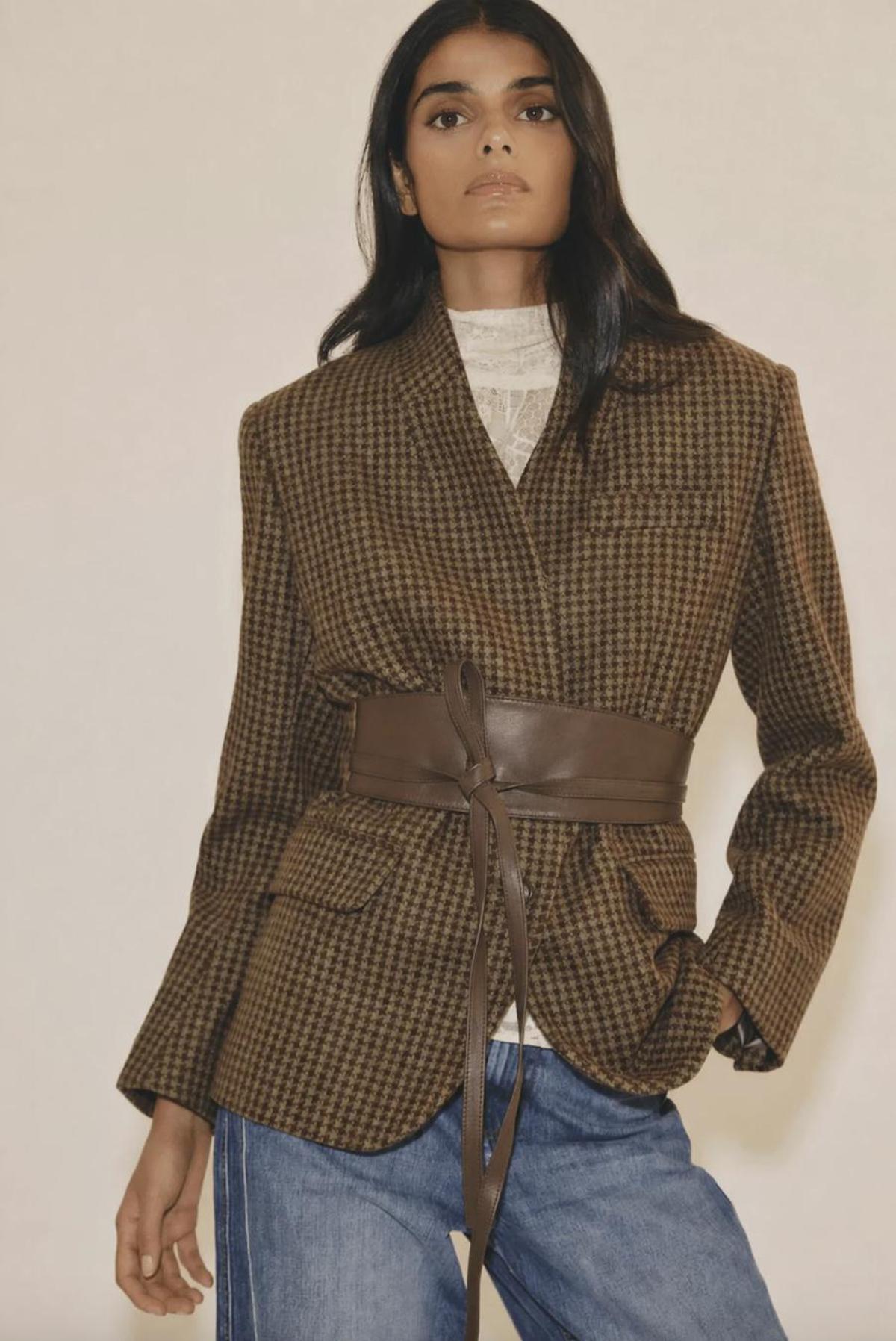 Manteau en laine à carreaux