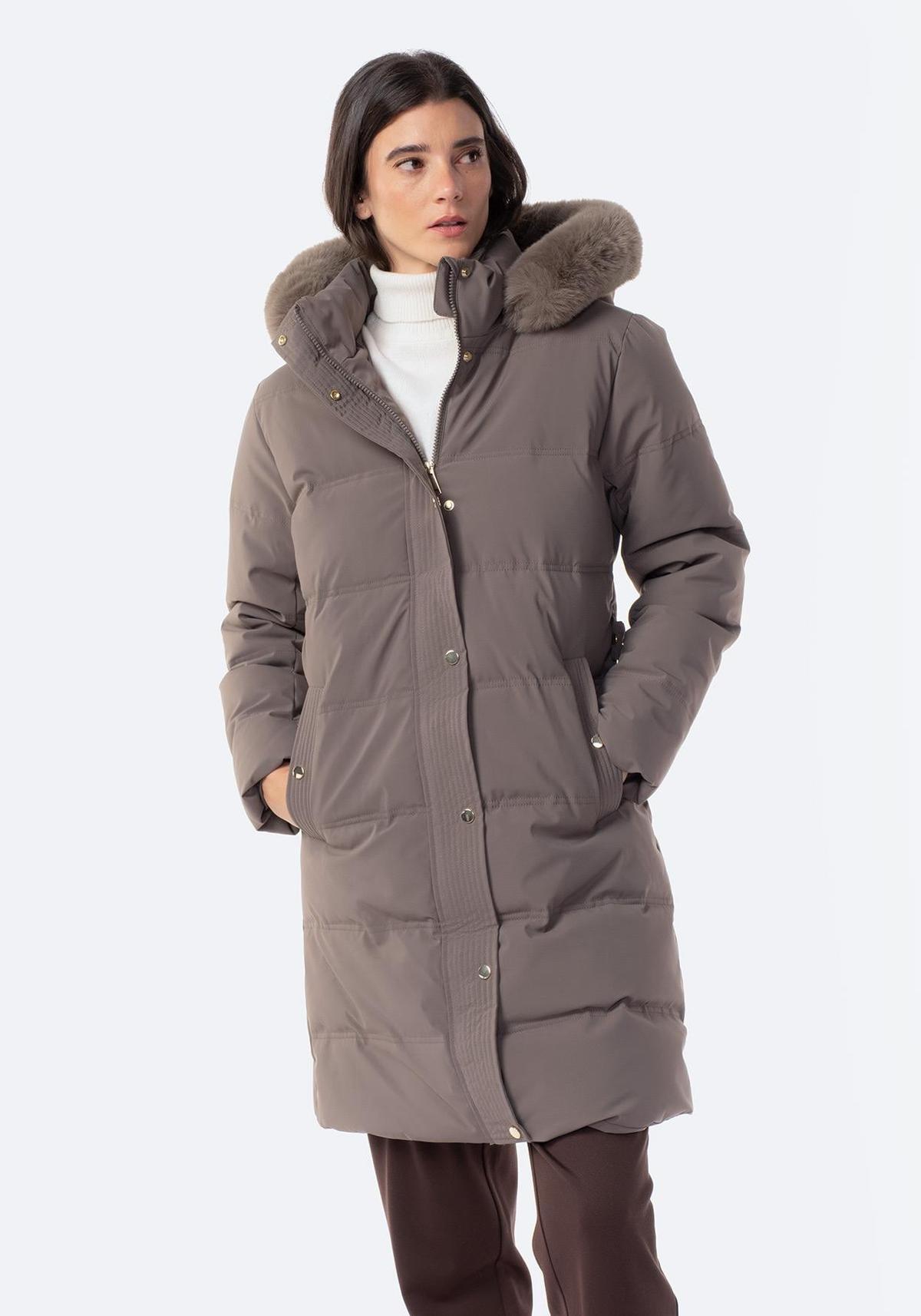 Doudoune longue marron