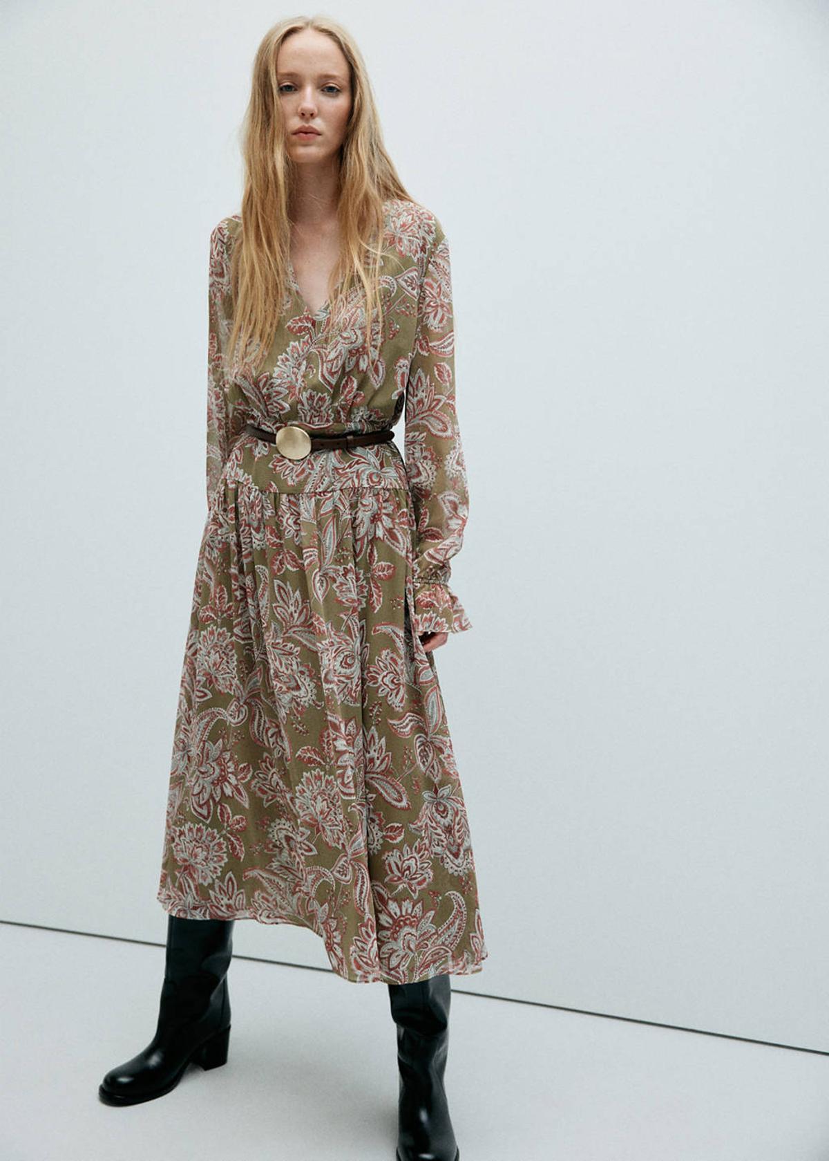 Robe imprimé fleurs avec ceinture