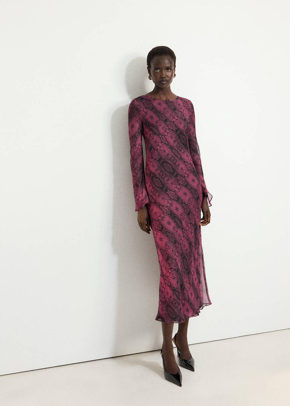 Robe midi à imprimé animalier