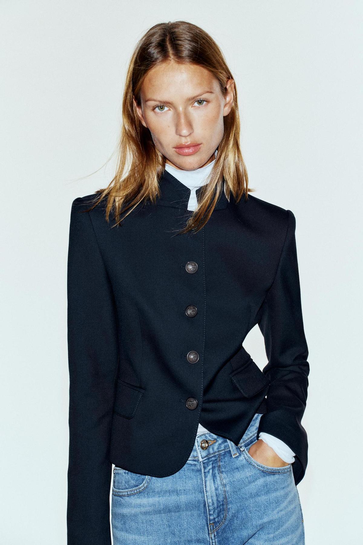 Veste col roulé bleu marine