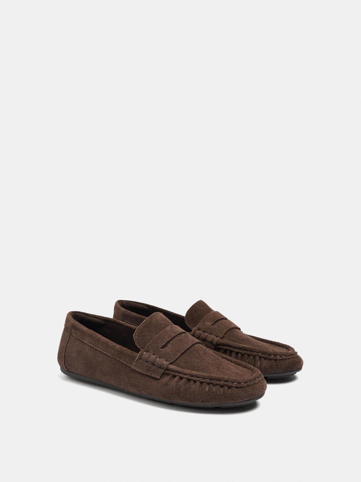 Mocassins en cuir suédé marron