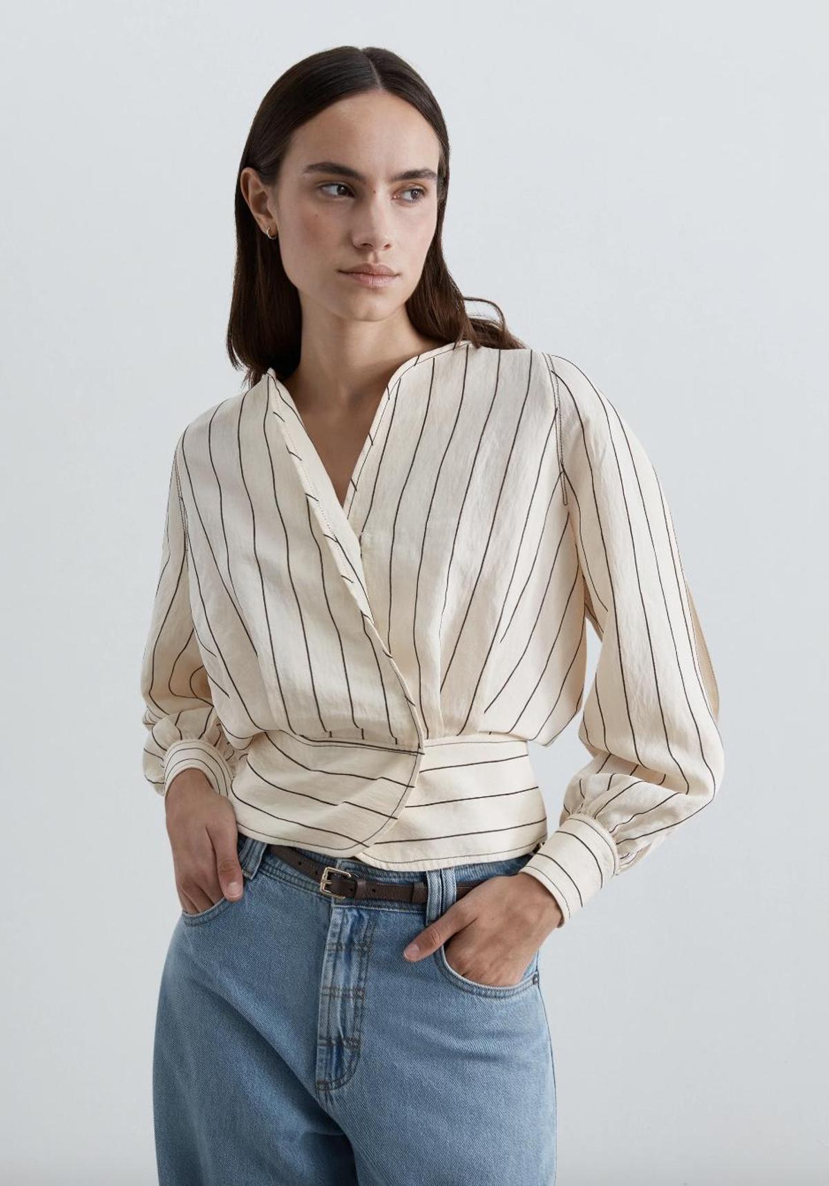 Blouse portefeuille rayée
