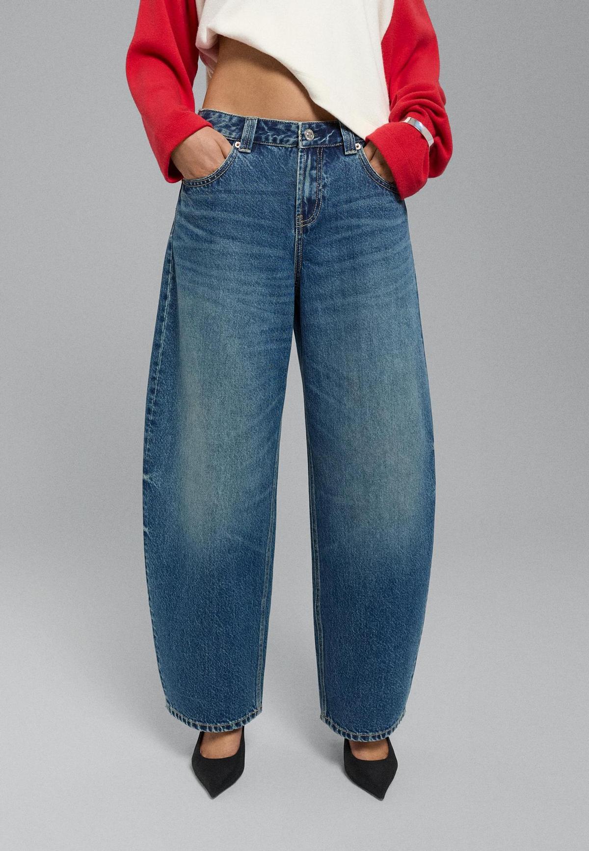 Jean tonneau bleu foncé