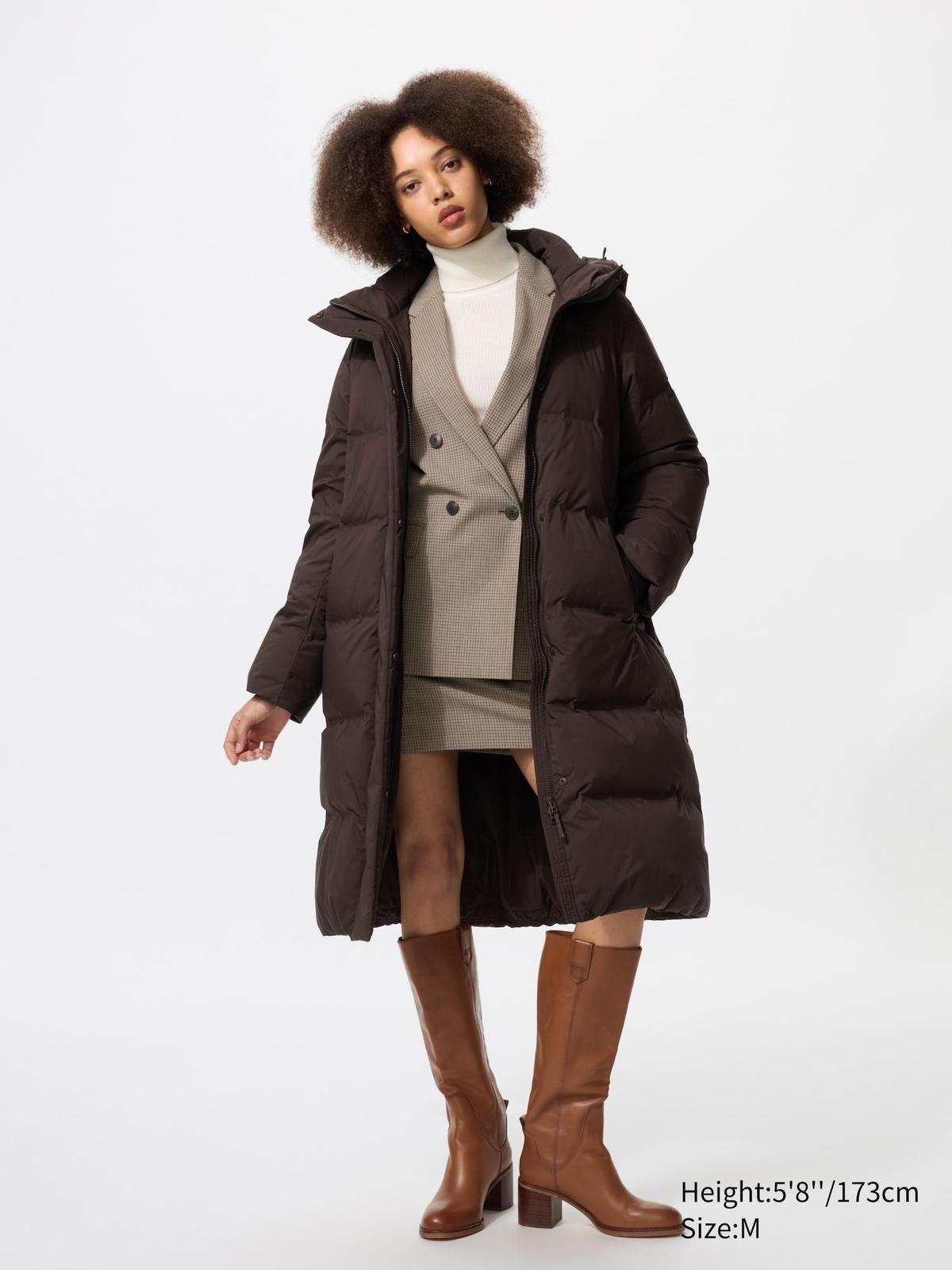 Anorak long matelassé marron