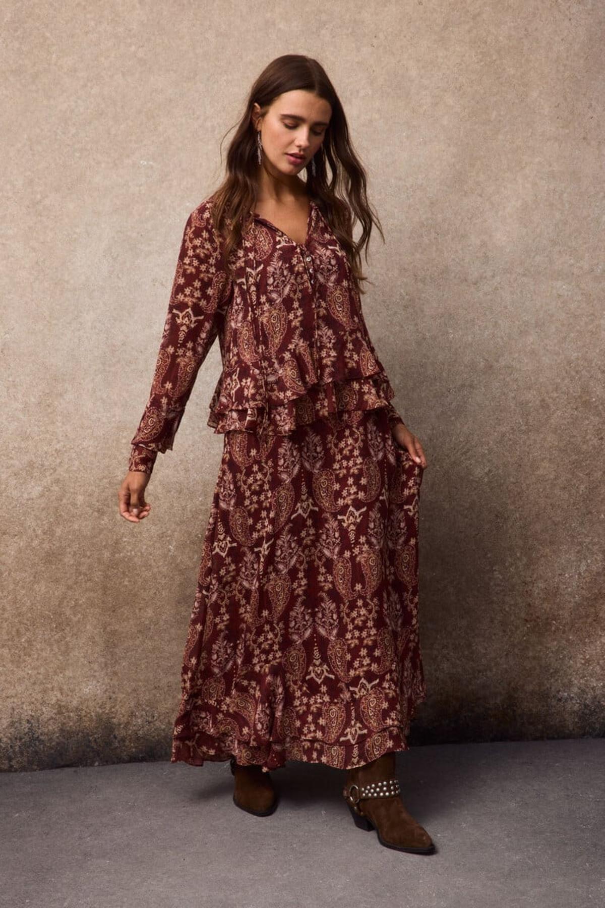 Robe fluide imprimée à volants