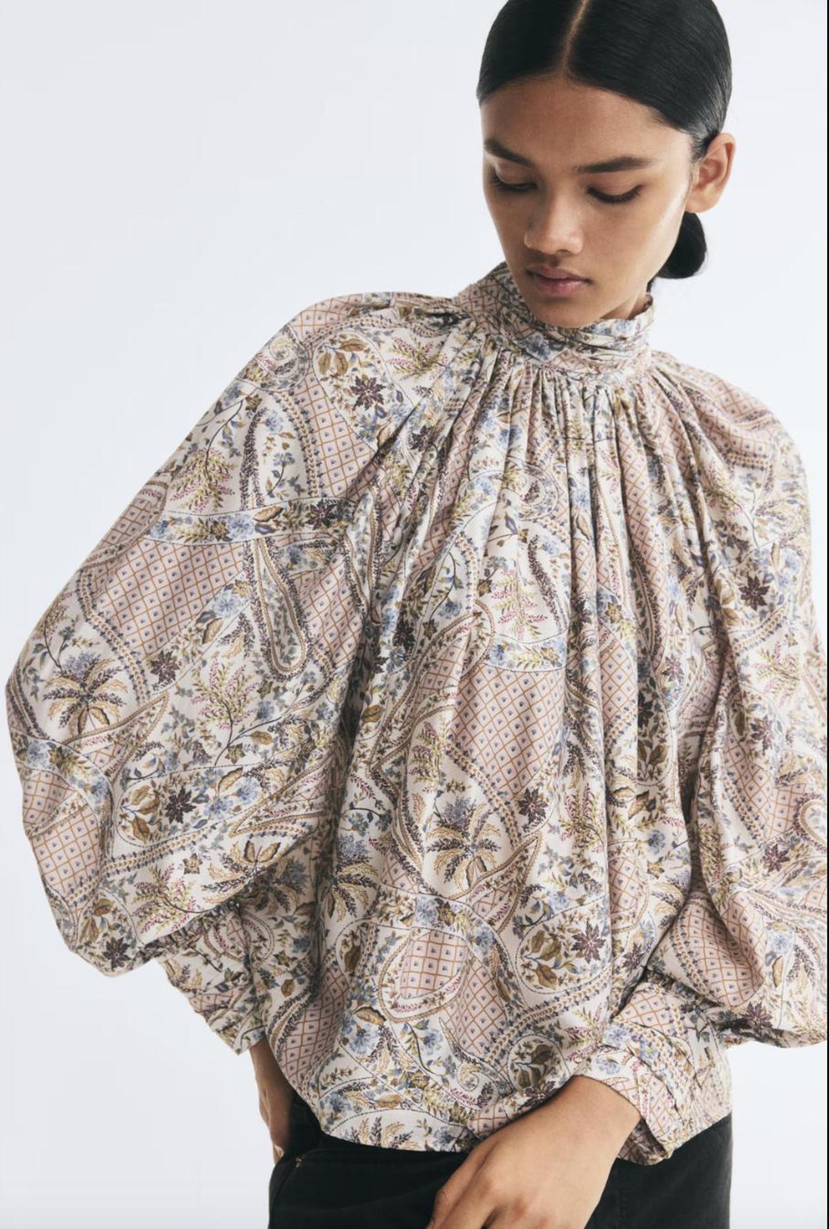 Blouse imprimée à manches ballon