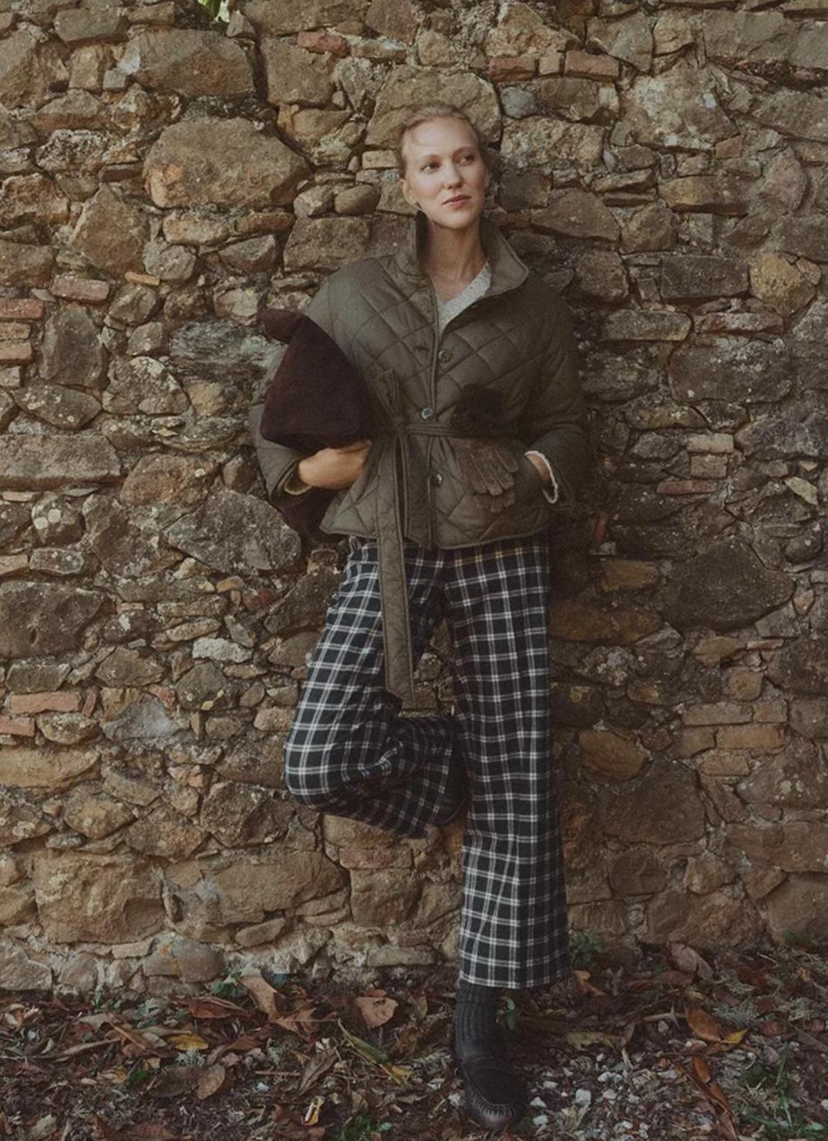 Pantalon droit à carreaux