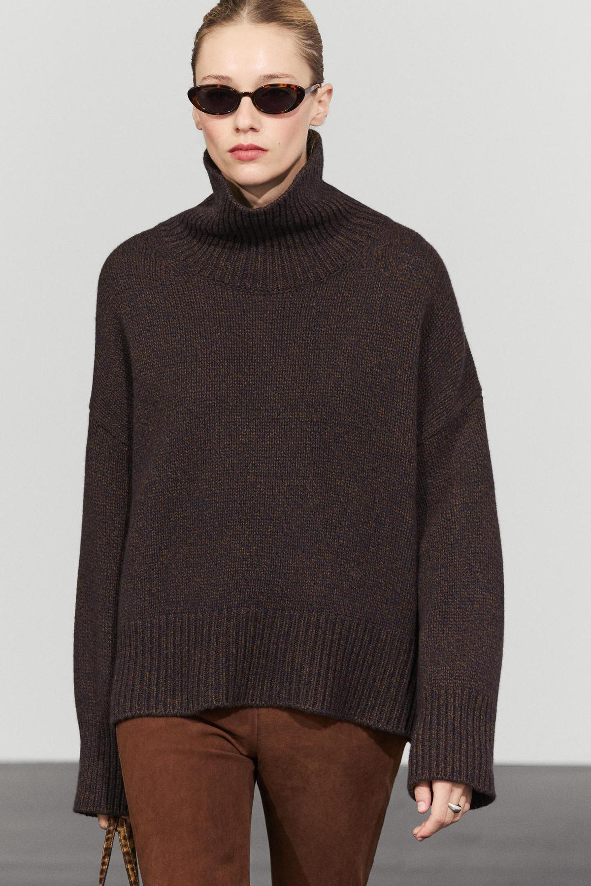 Pull oversize en maille de laine marron