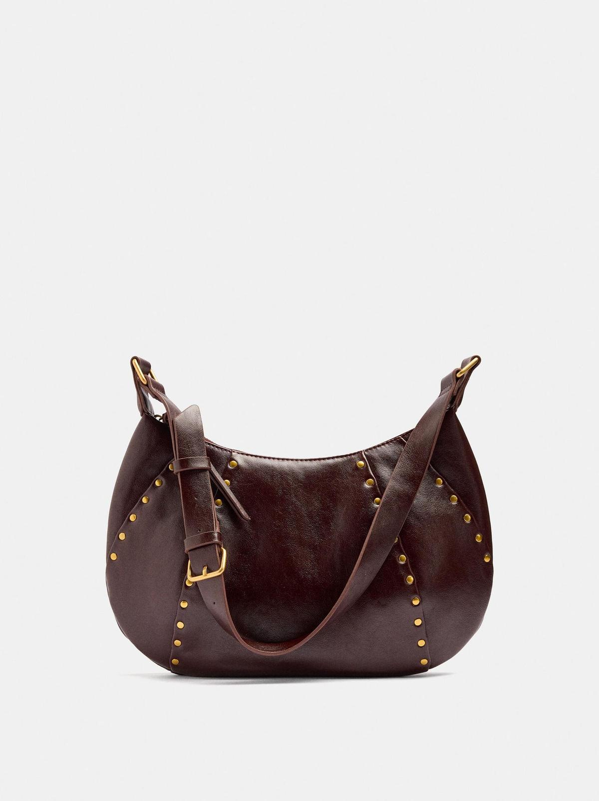 Sac bandoulière clouté bordeaux