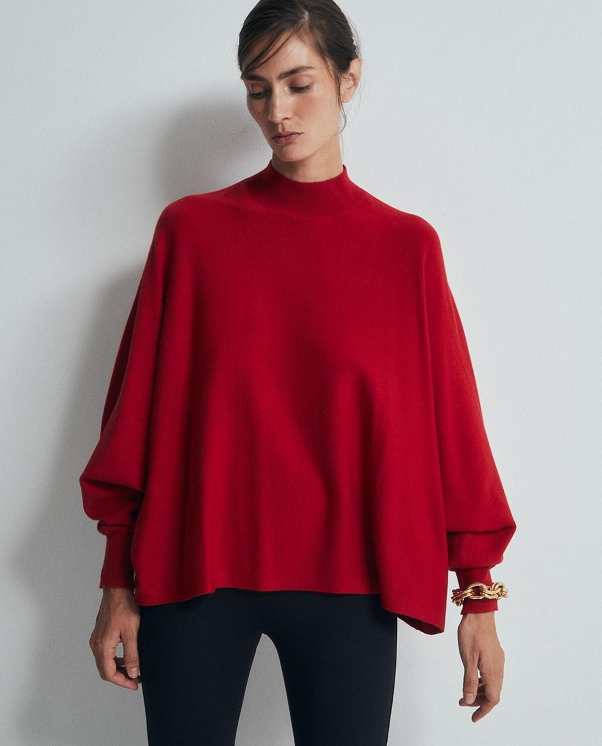 Pull poncho tricoté