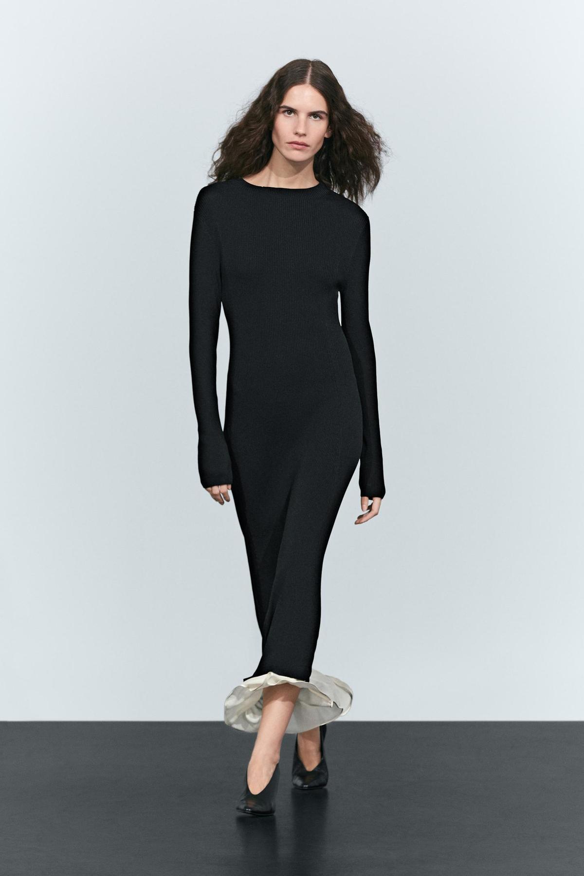 Robe midi en maille combinée