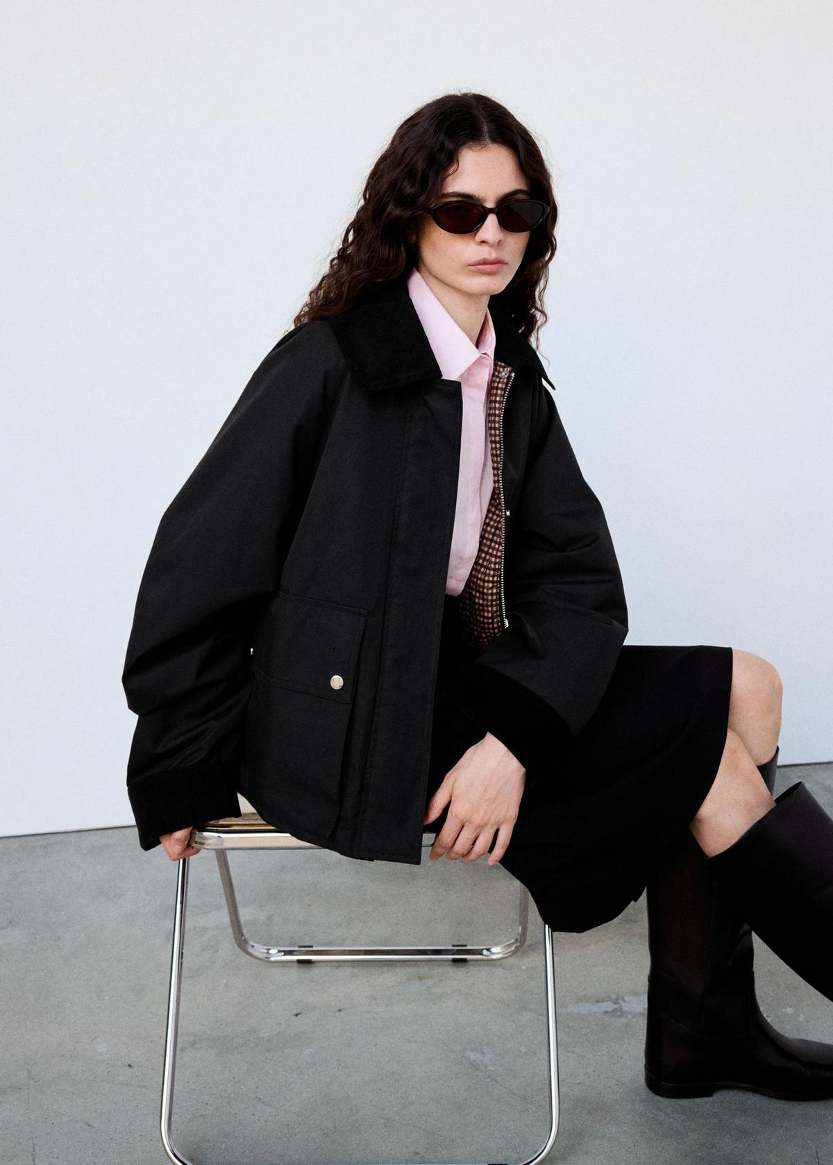 Veste col velours côtelé noir