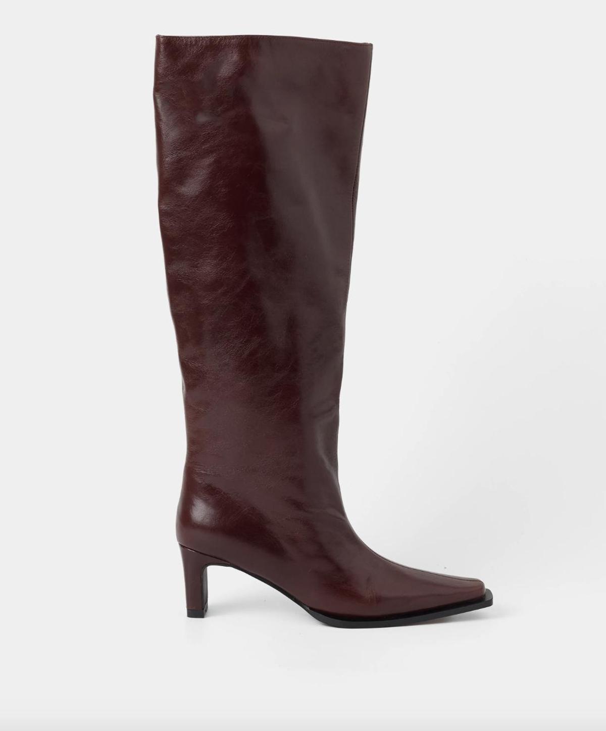 Bottes hautes à talons bas bordeaux