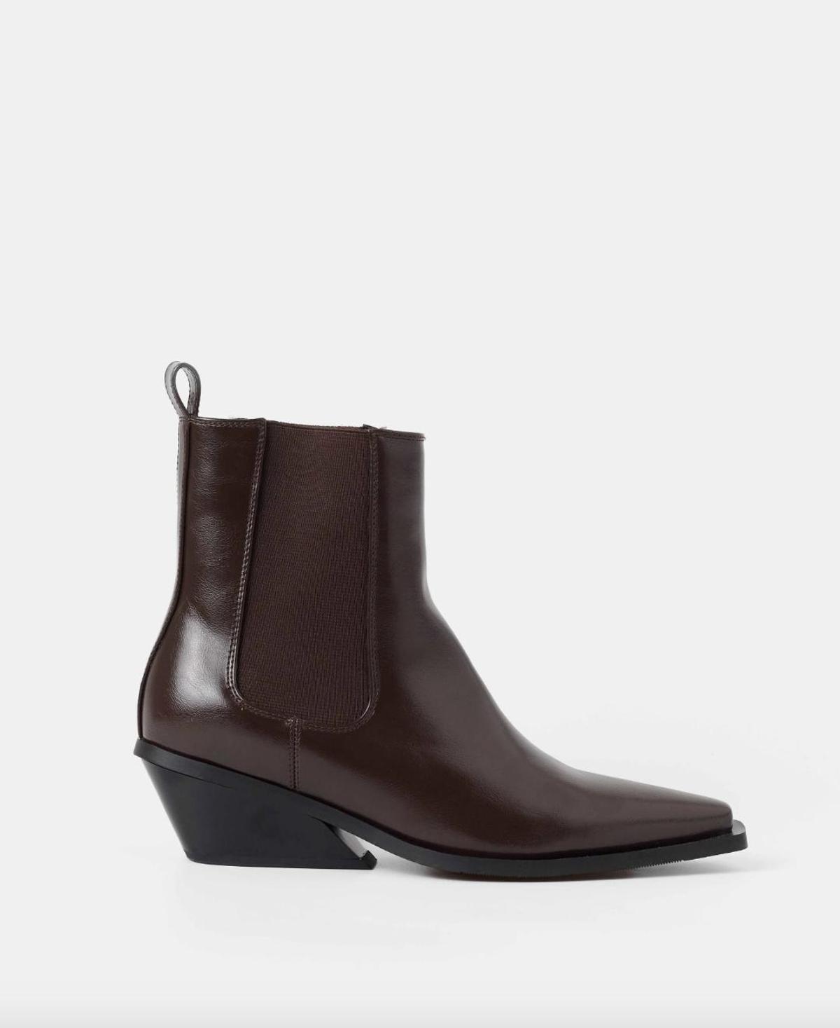 Bottines cowboy à talons bas marron chocolat