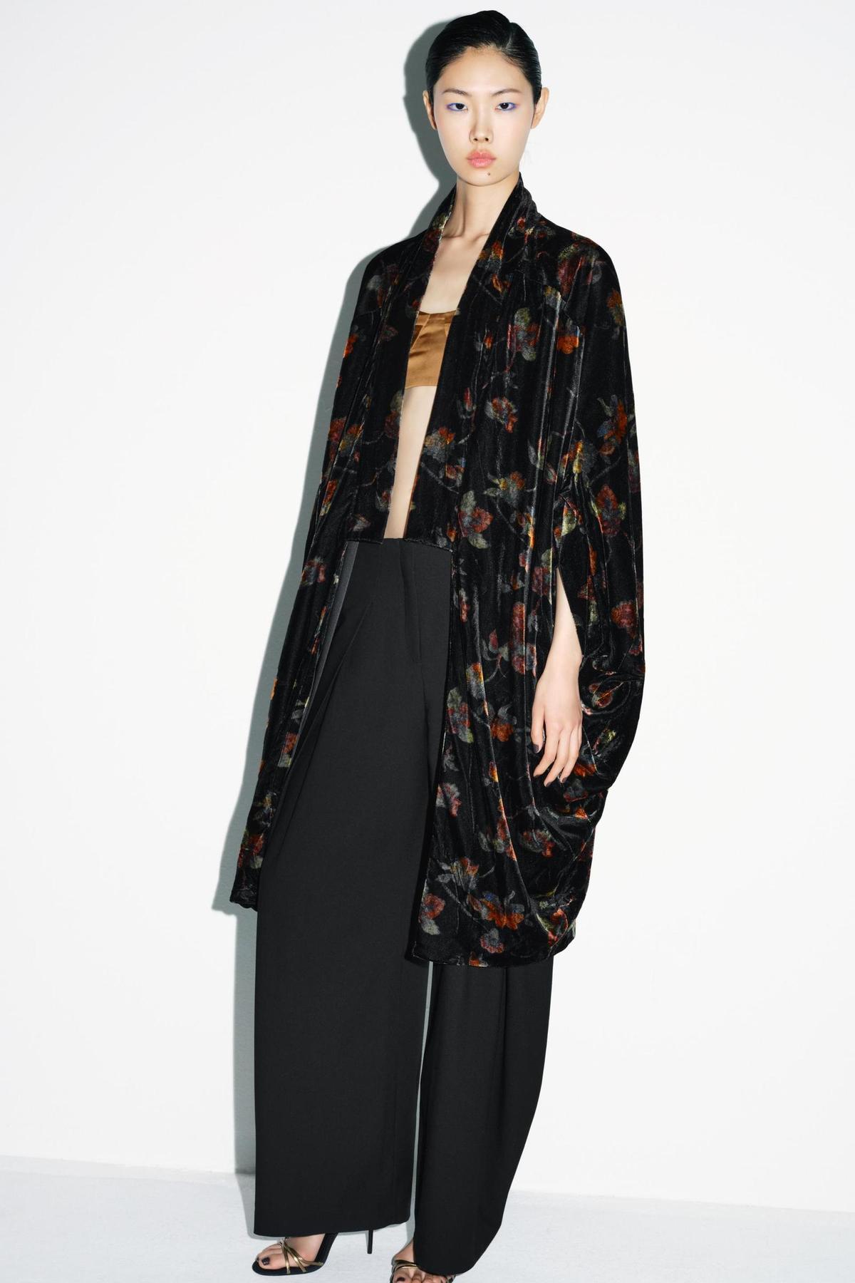 Manteau long en velours kimono