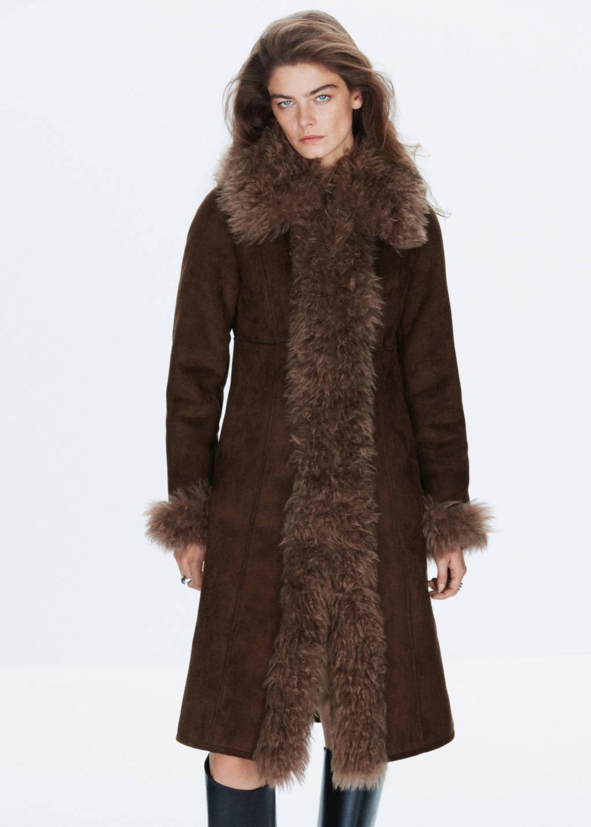 Manteau long double face marron
