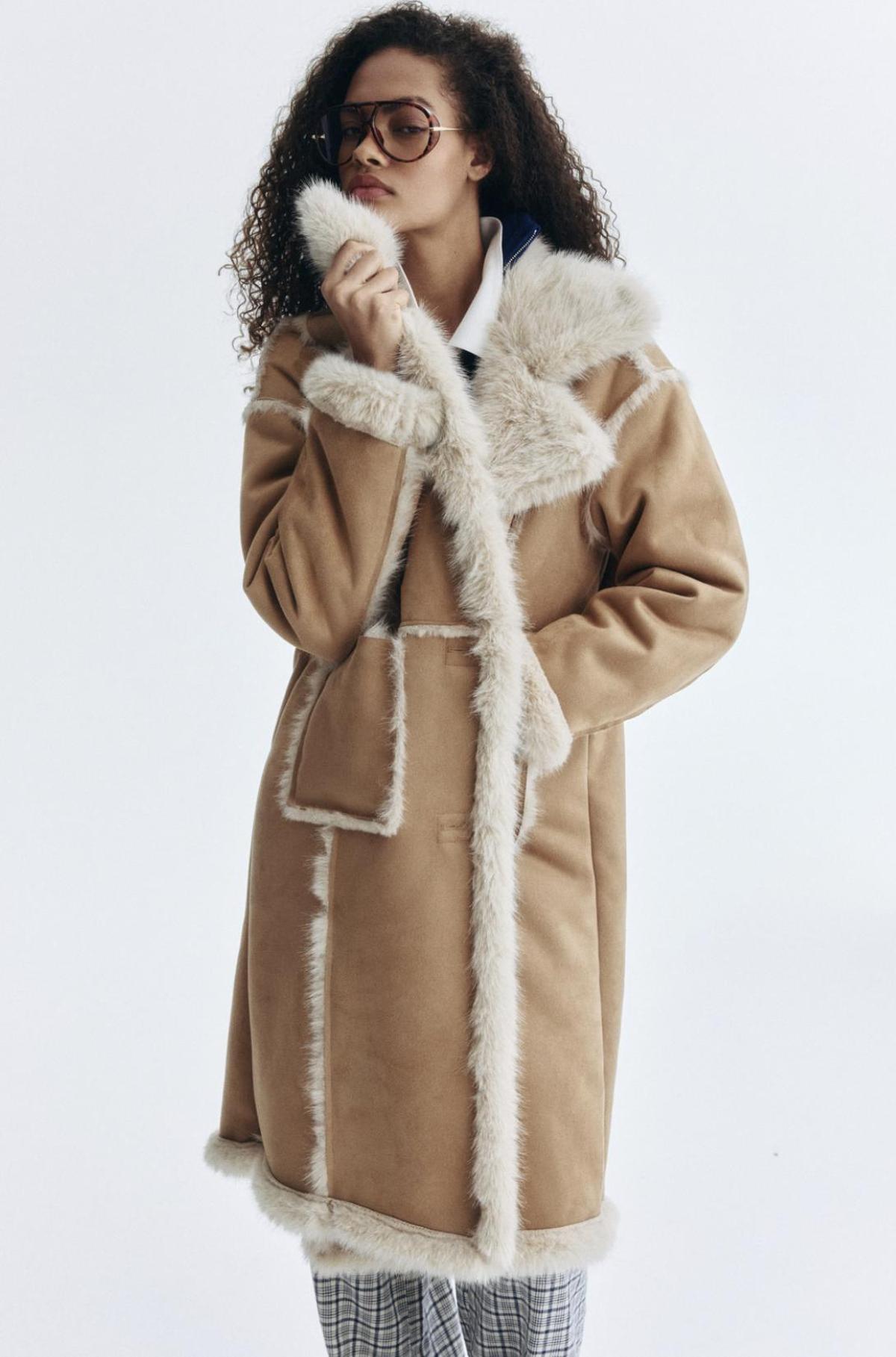 Manteau long double face beige