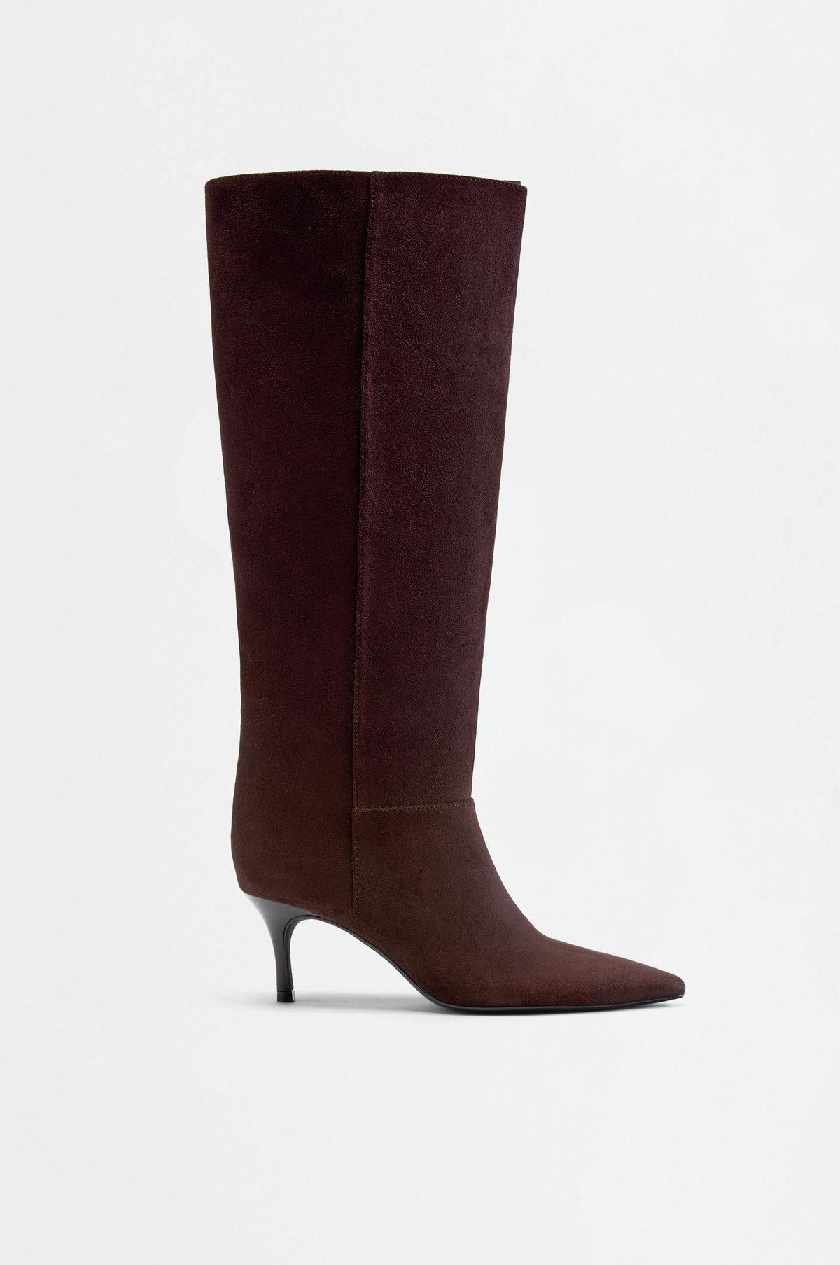 Bottes hautes en daim marron